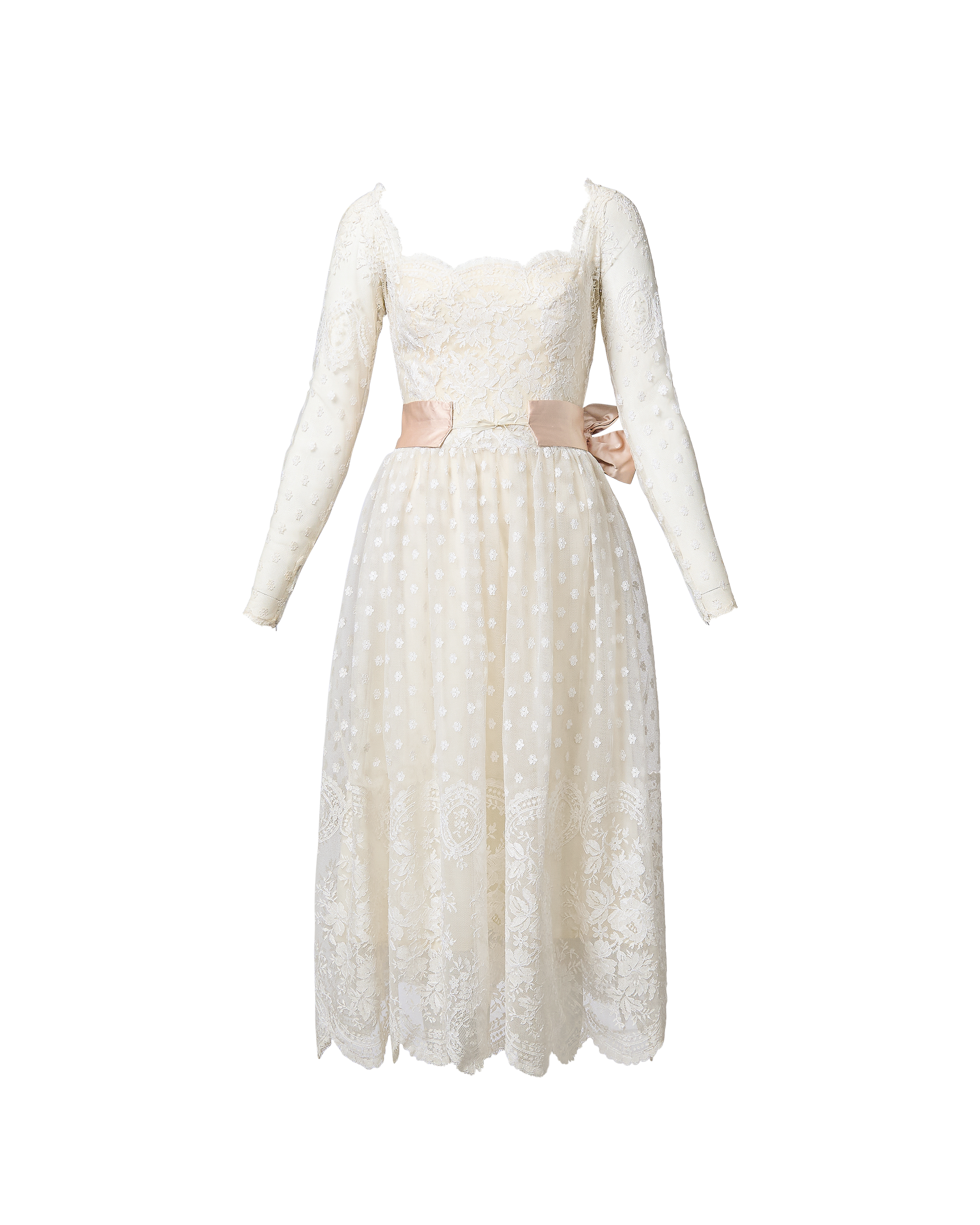 long sleeve scallop dress Novel Scallop Midi Dress S