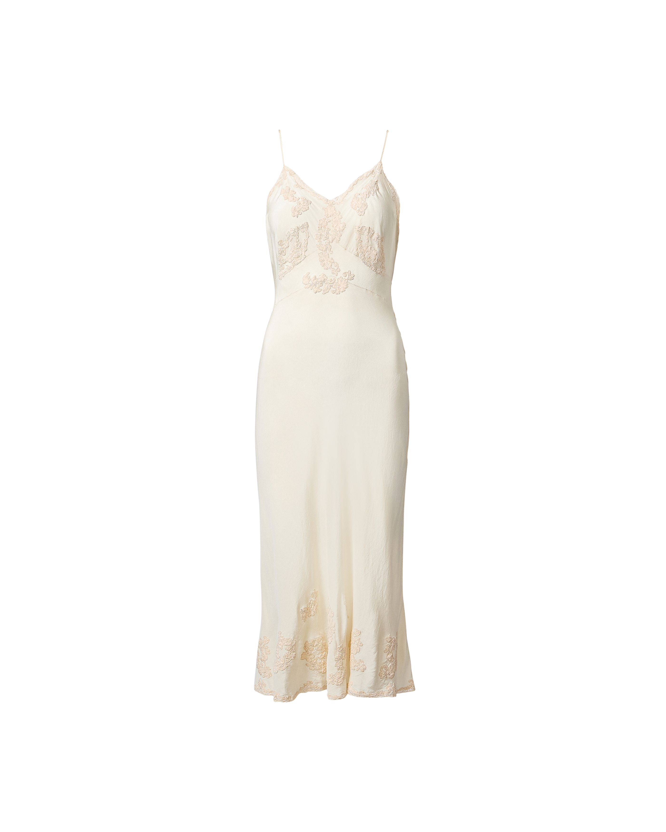 1920's Silk Slip Dress with Embroidered Trim 1920's Silk Slip Dress with Embroidered Trim