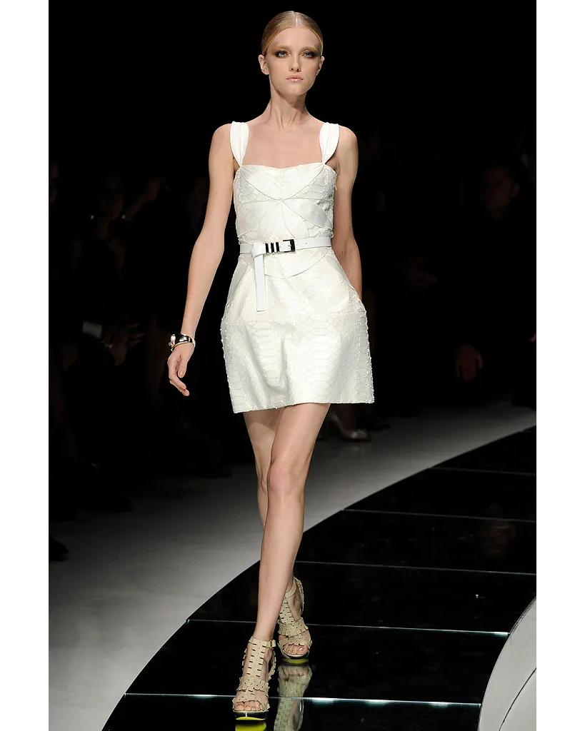 S/S 2009 White Crocodile-Effect Mini Dress