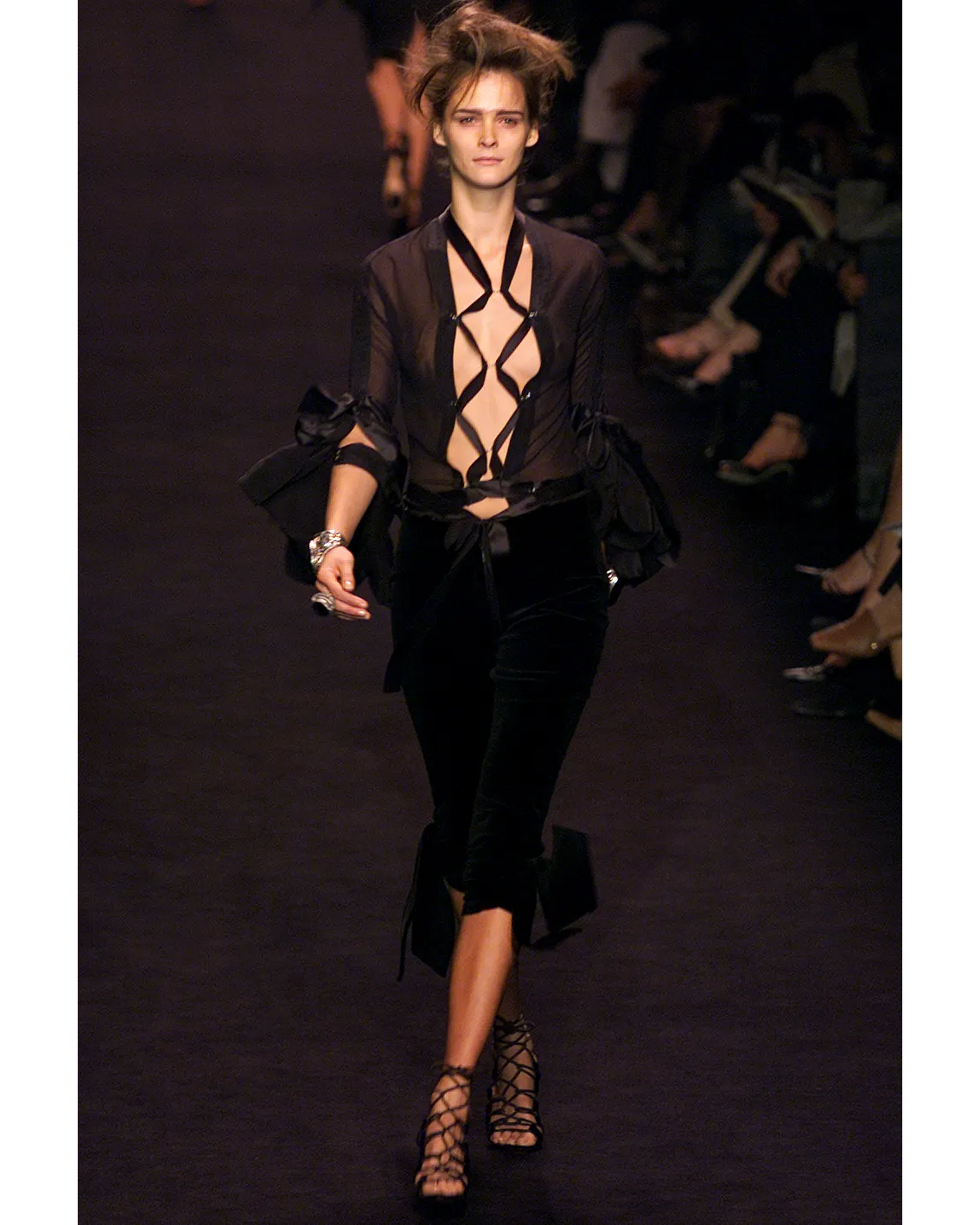 A/W 2002 Black Cutout Blouse and Capri Pant Set