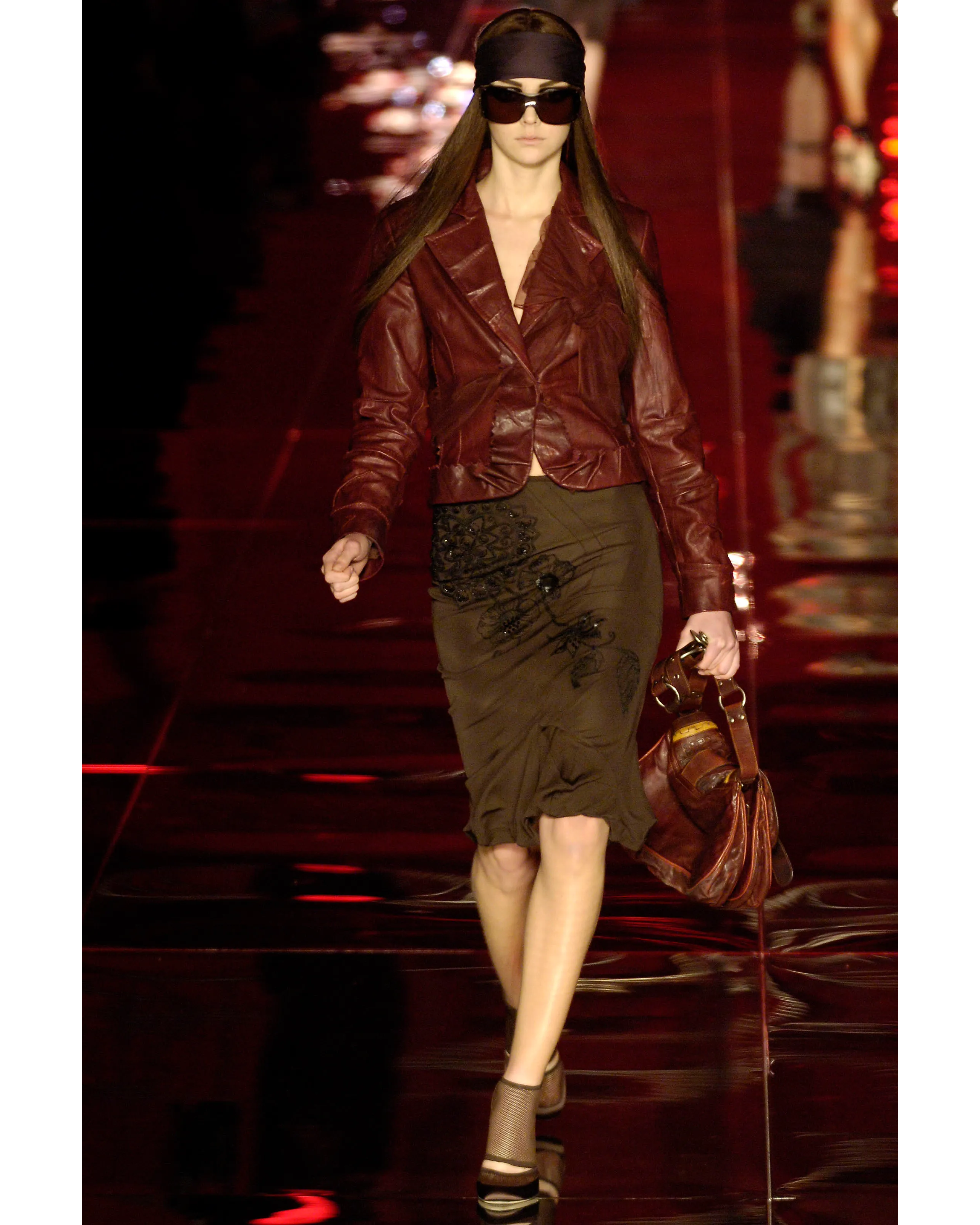 A/W 2006 Dark Blue Strapless Dress with Silver Floral Bead Embellished Bust