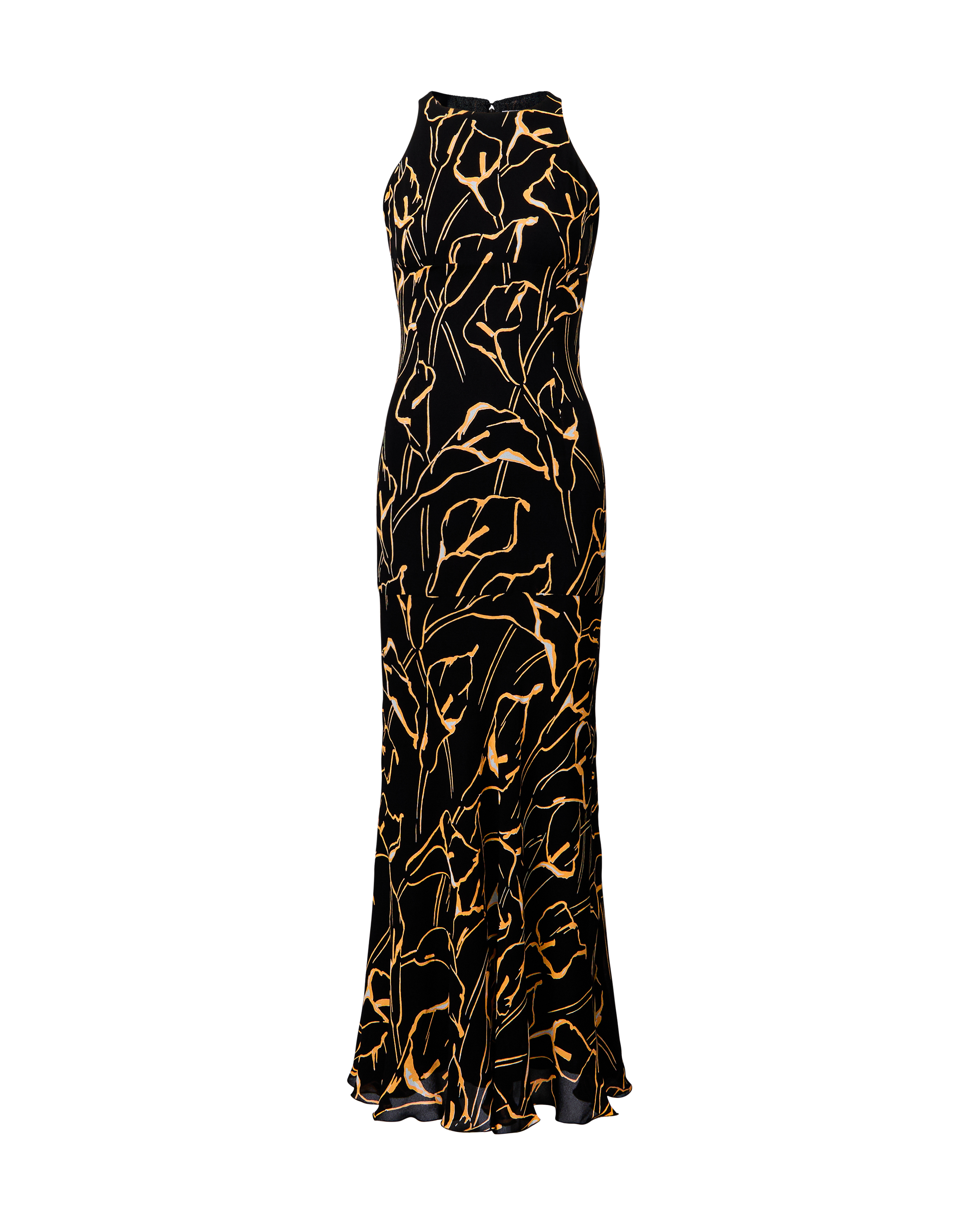 S/S 1997 Black and Yellow Coral Pattern Gown
