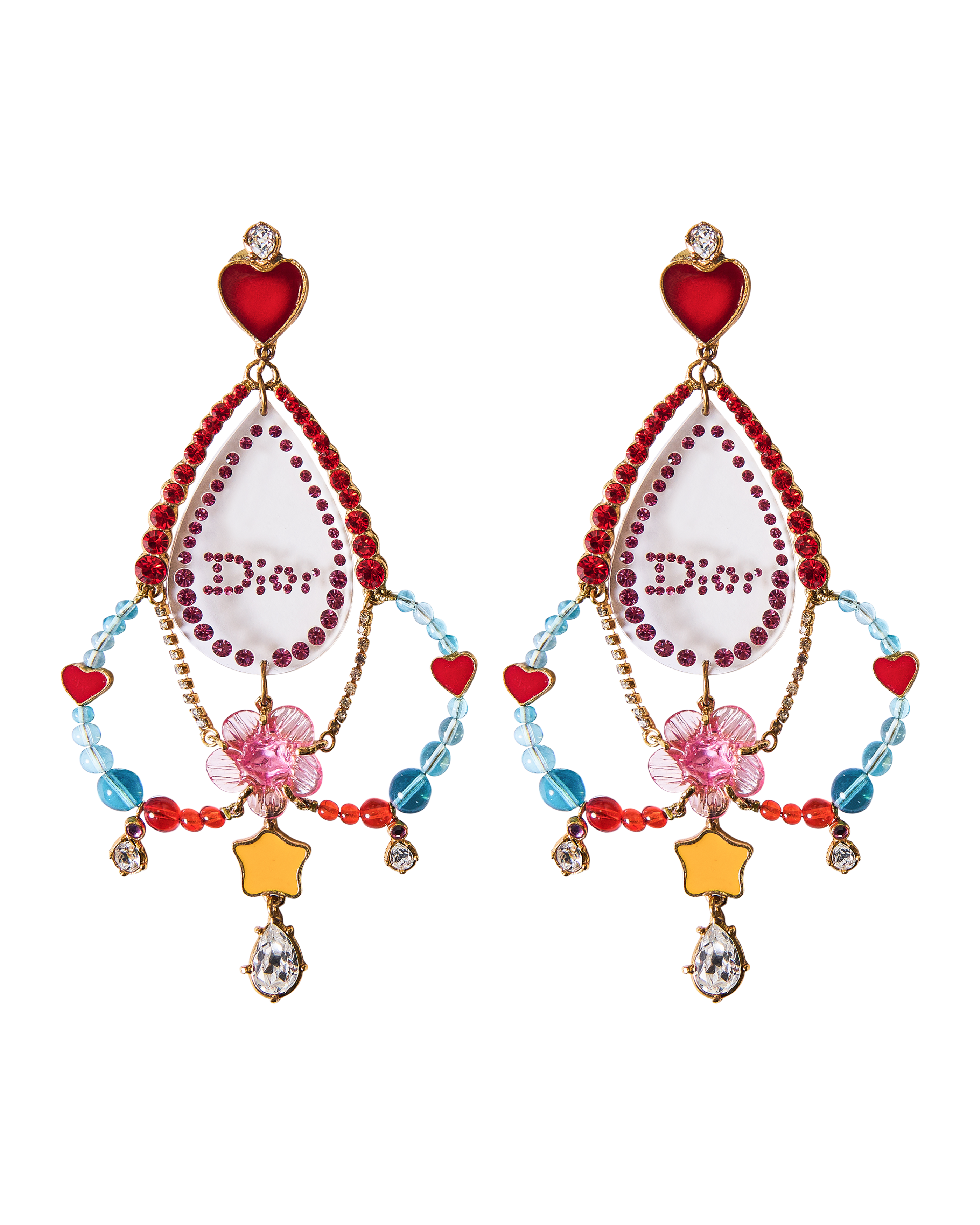 A/W 2001 Haute Couture Multicolor Chandelier Clip-On Earrings