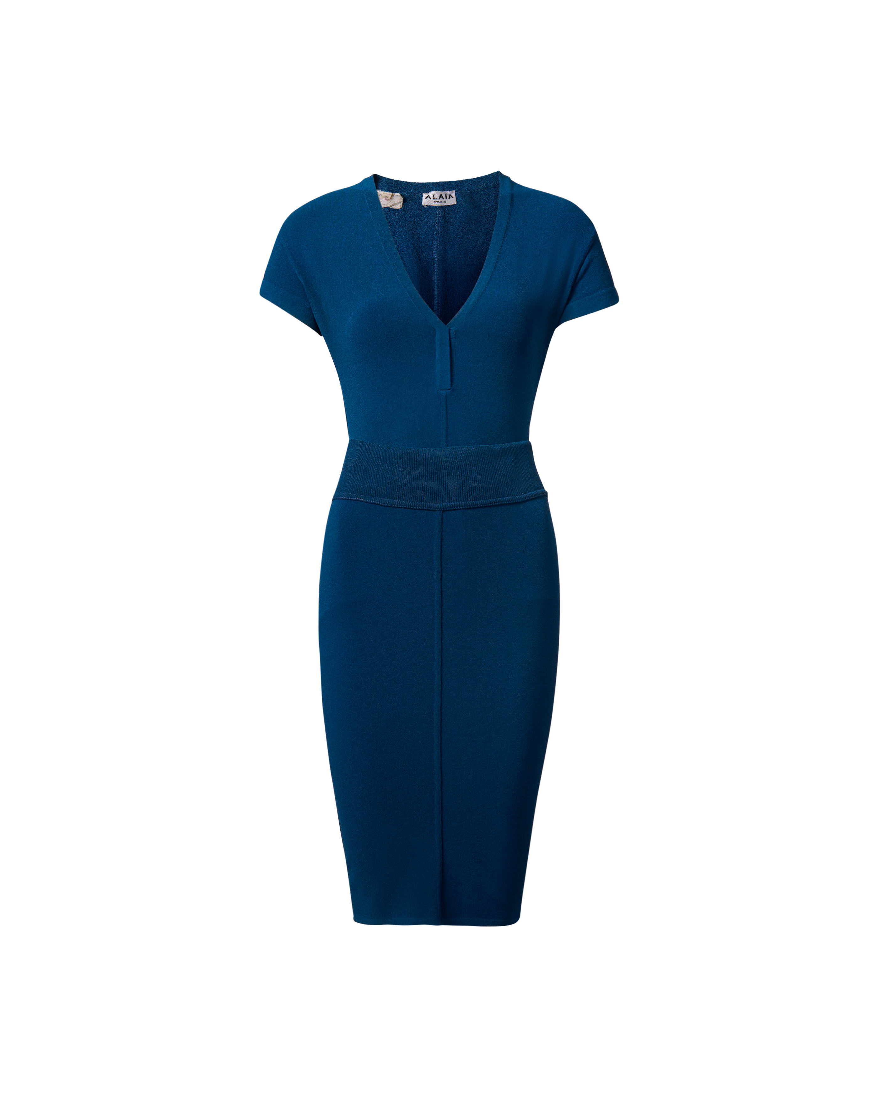 S/S 1989 Blue Short Sleeve V-Neck Bodysuit and Skirt Set