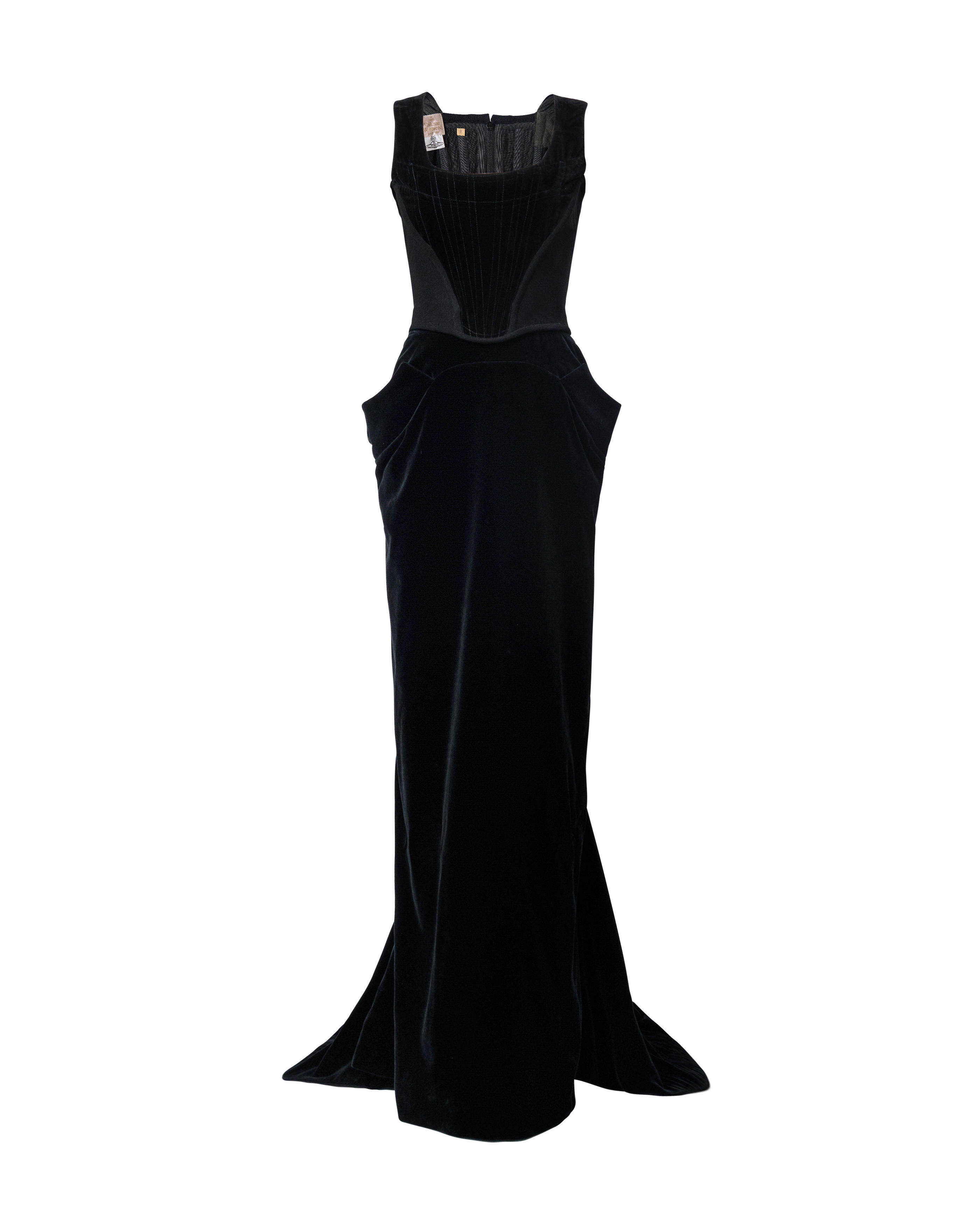 A/W 1998 Black Velvet Maxi Skirt and Corset Set