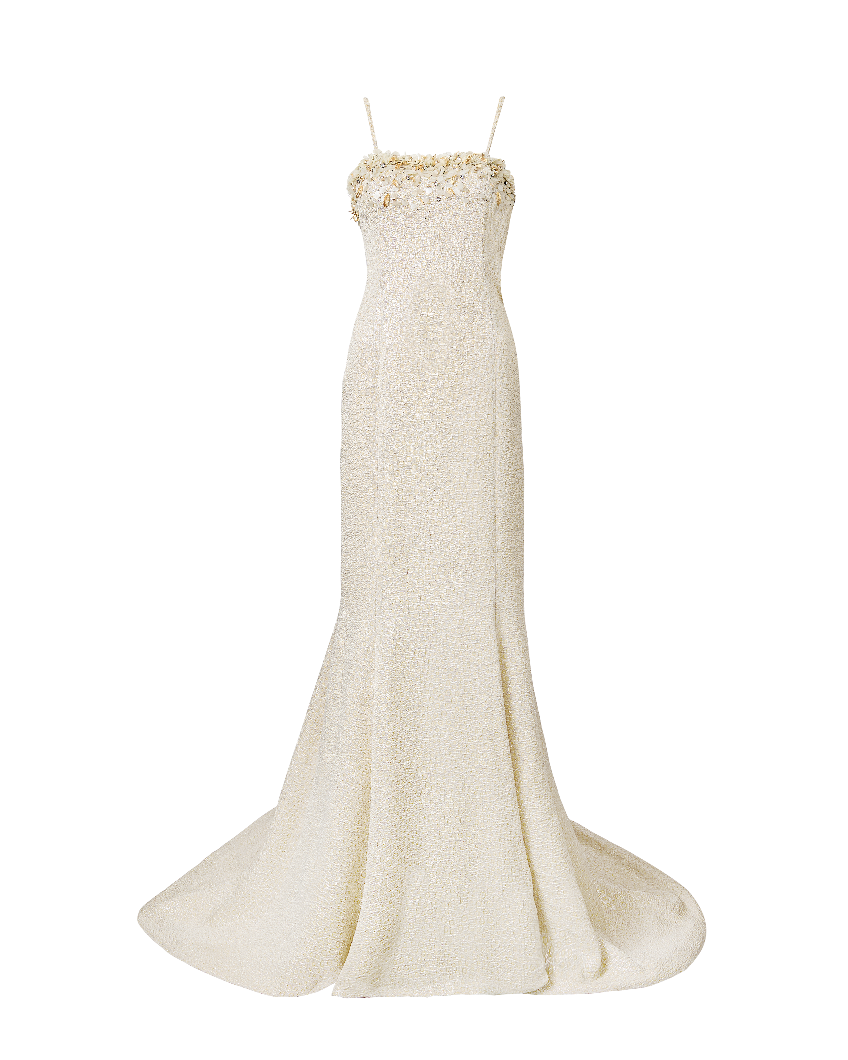 2000's Embellished Leaf and Paillette Bust Gown