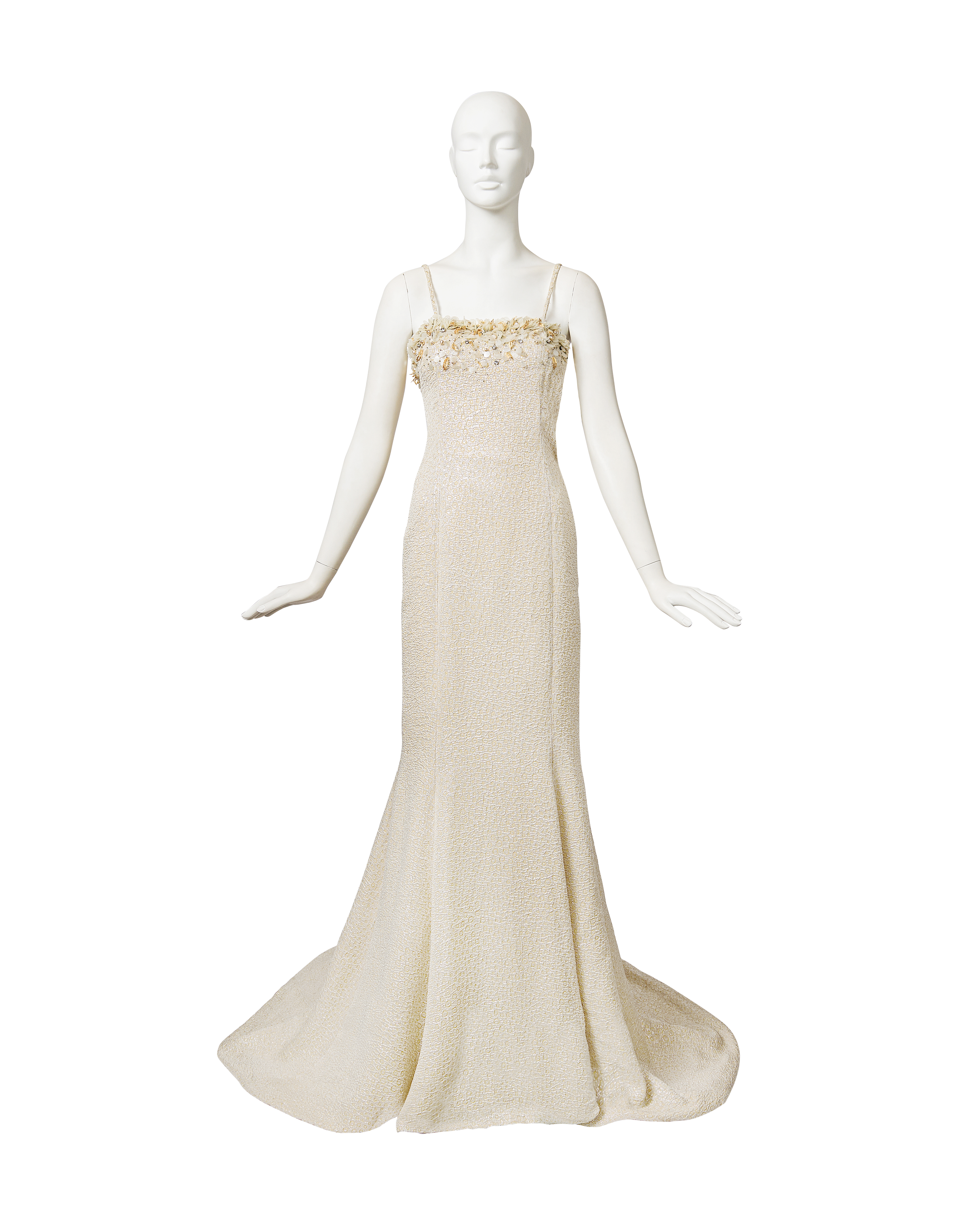 2000's Embellished Leaf and Paillette Bust Gown