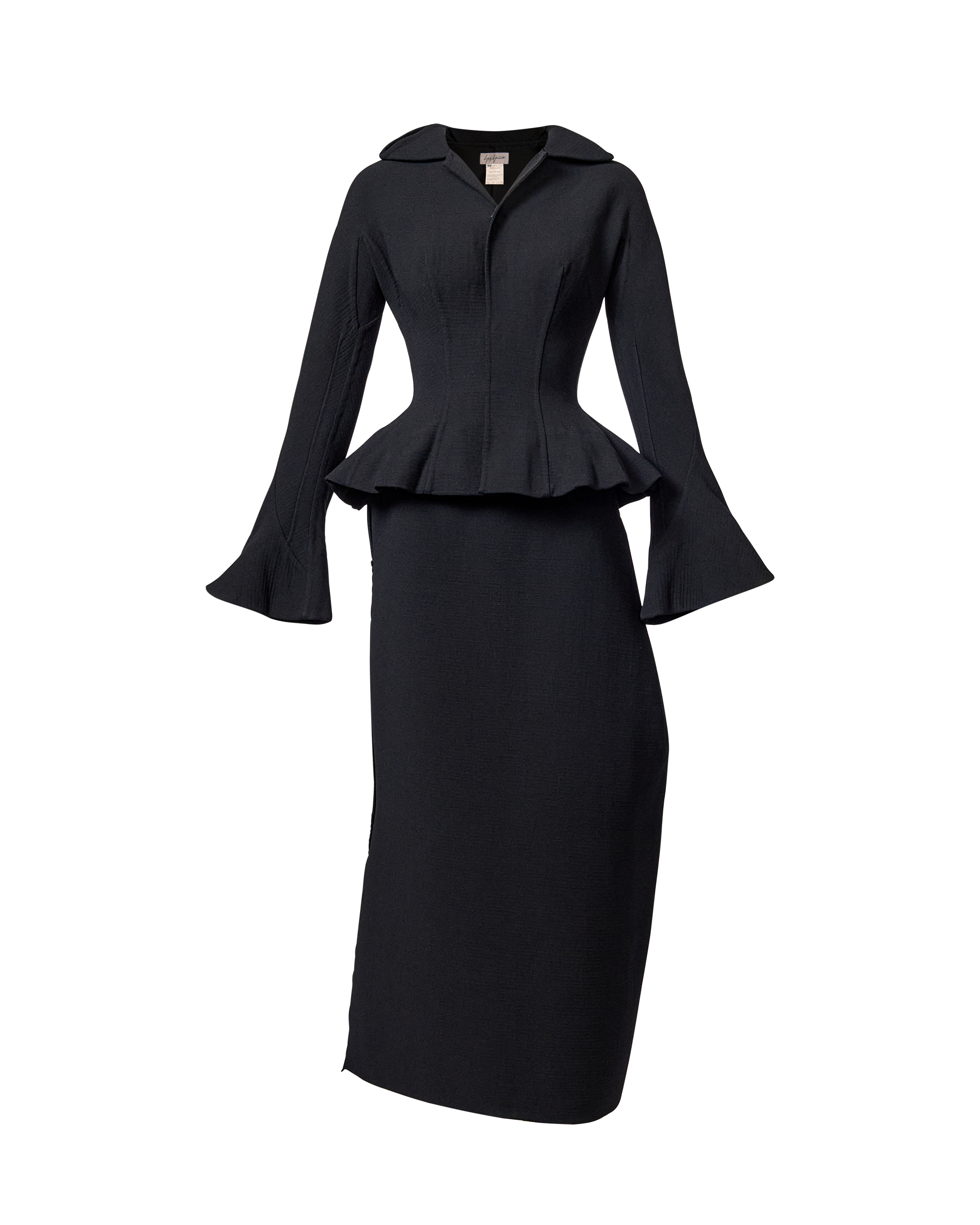 A/W 1997 Black Nipped Waist Wool Skirt Set