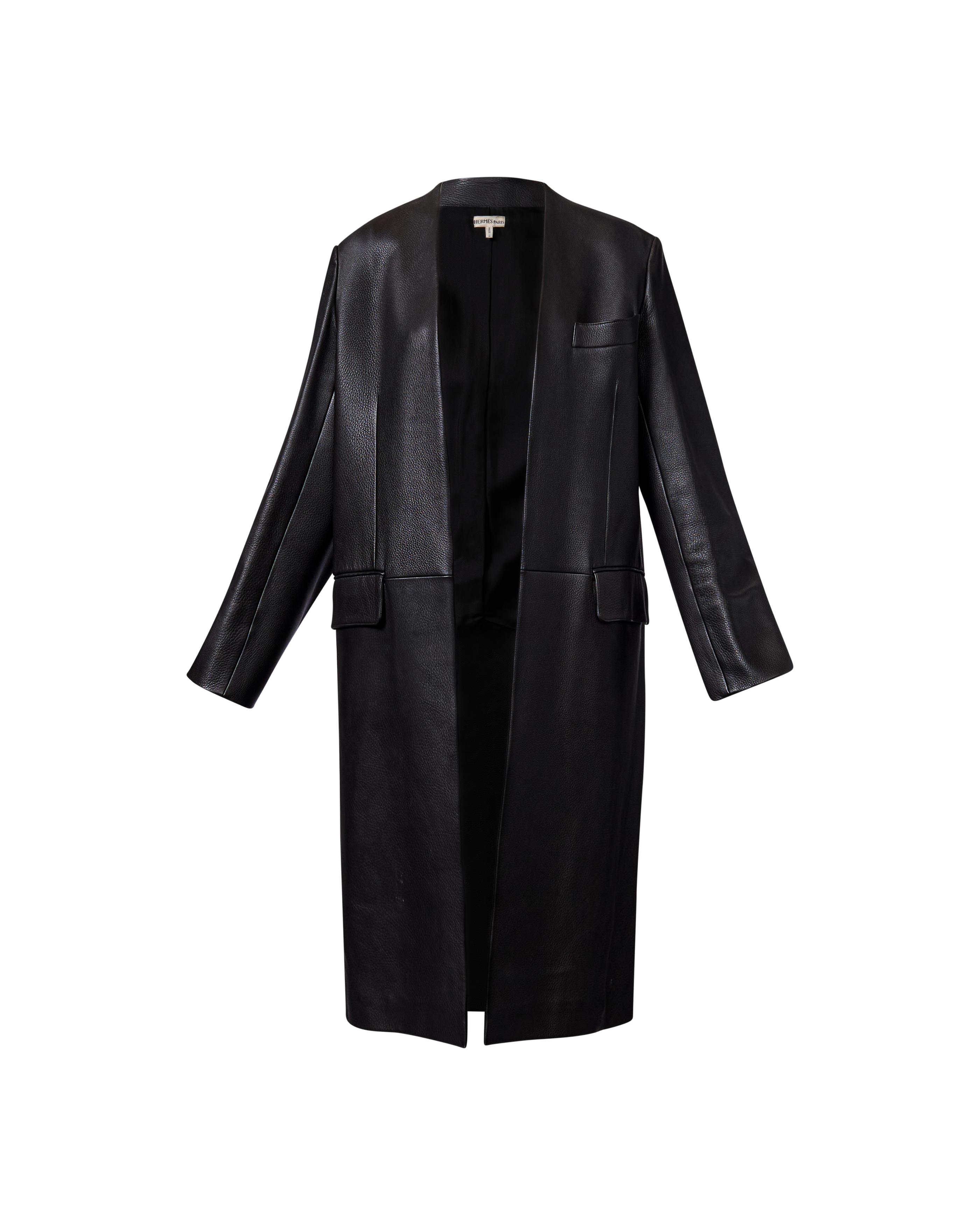 A/W 1998 Black Leather Collarless Jacket
