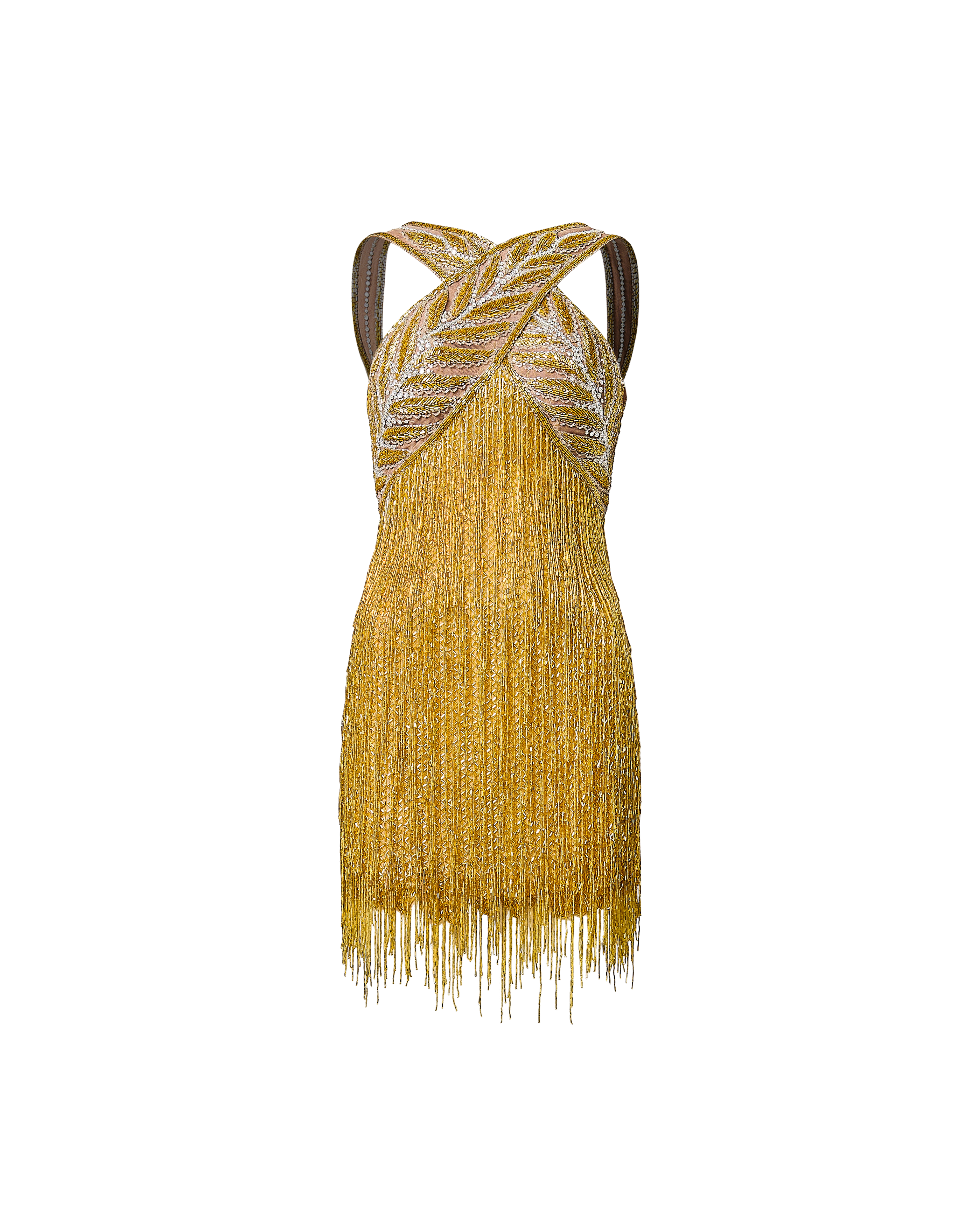 A/W 1990 Embellished Gold Fringe Mini Dress