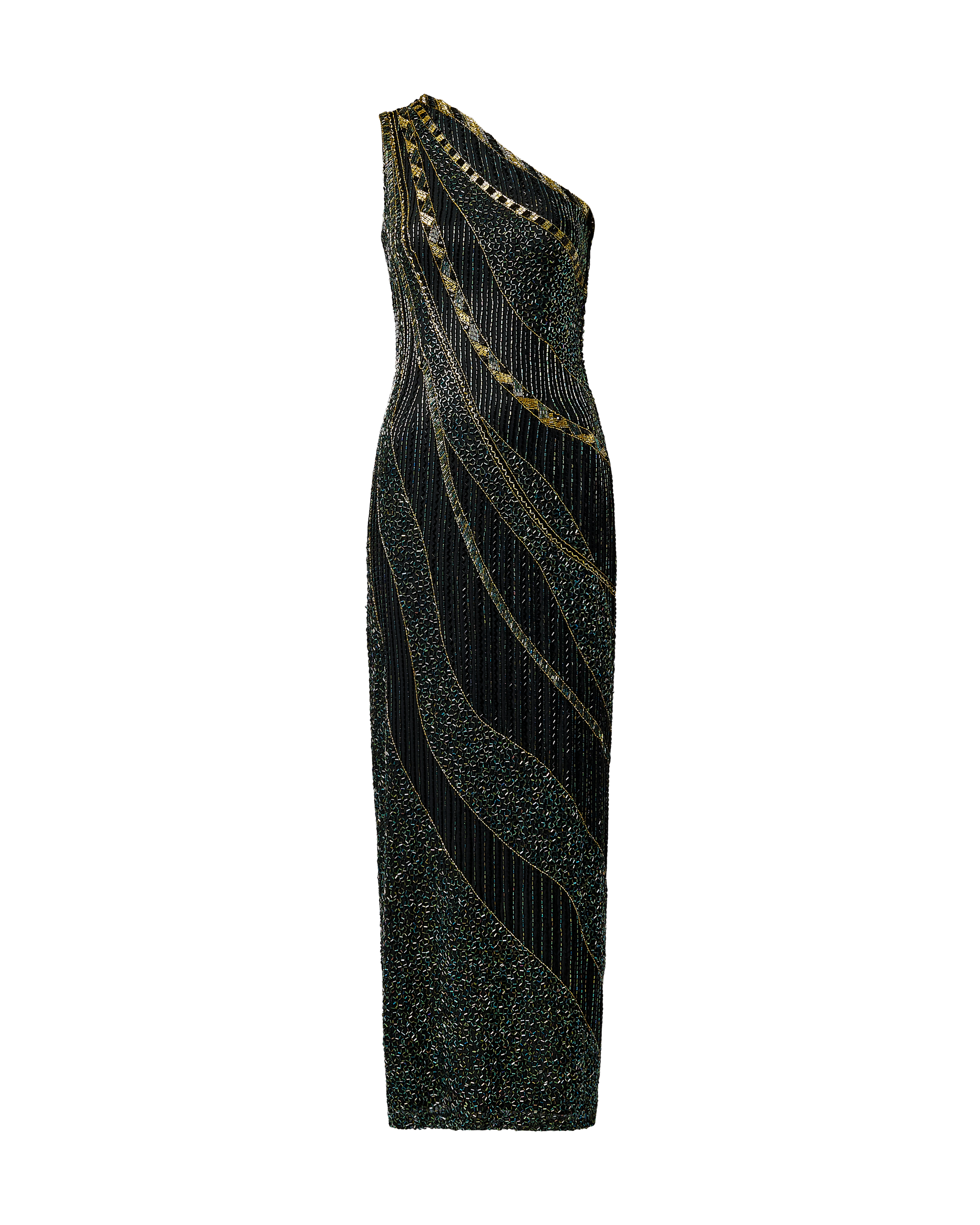 A/W 1984 Black One-Shoulder Embellished Dress