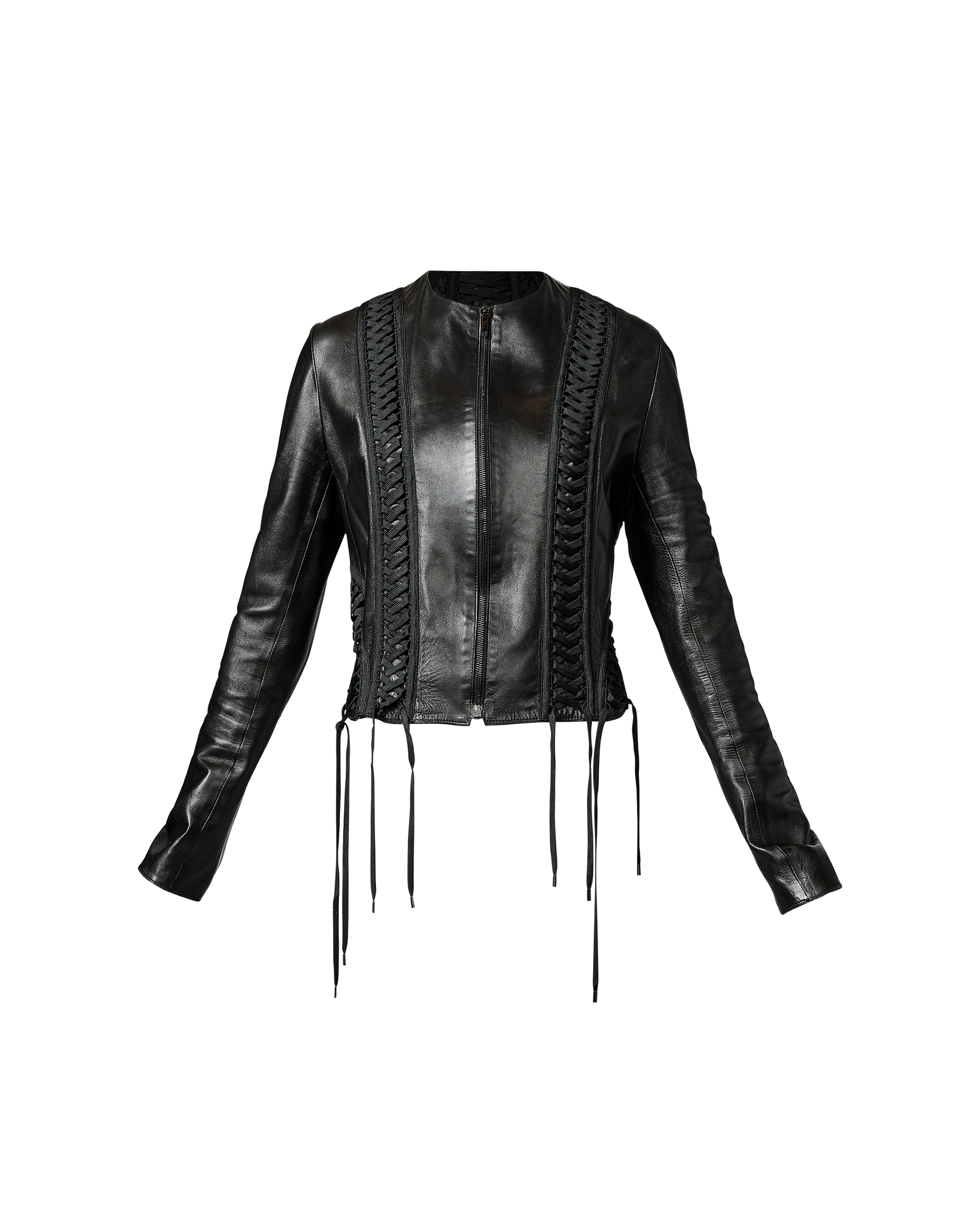 A/W 2002 Black Leather Lace-Up Jacket