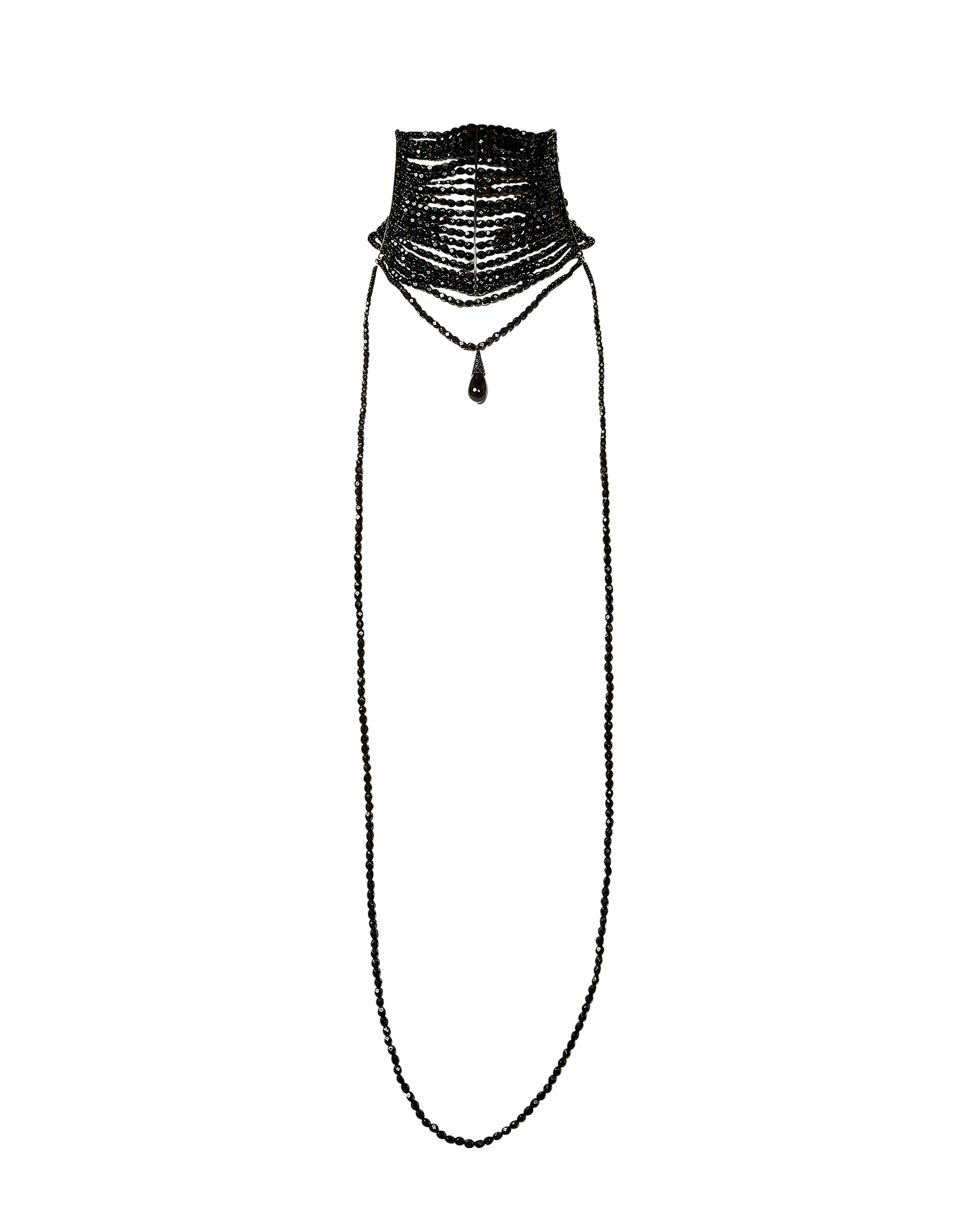 A/W 1999 Black Multi-Strand Beaded Choker Necklace