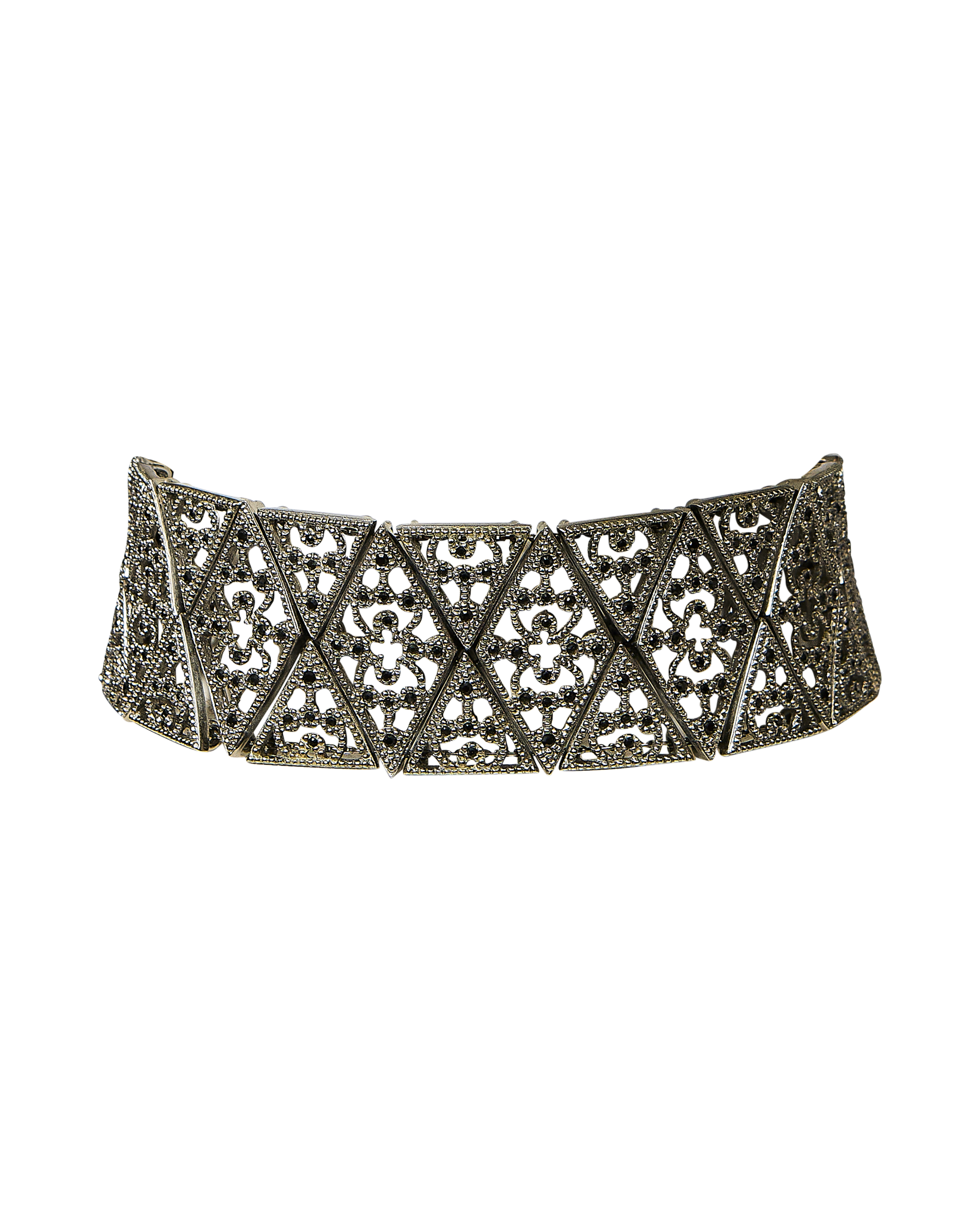 1990's Silver-Plated Ornate Choker Necklace