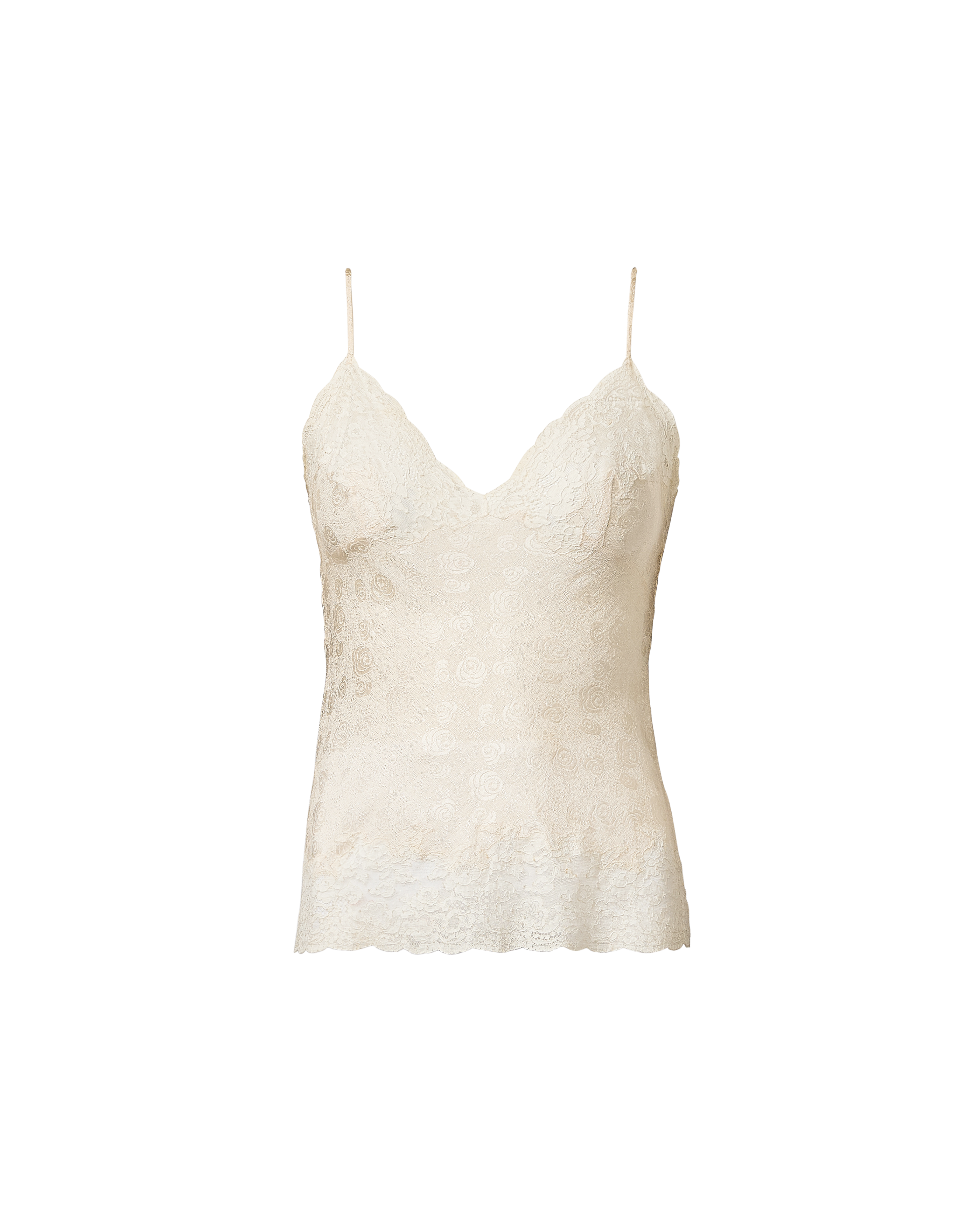 S/S 1999 Ivory Lace and Floral Brocade Pattern Top
