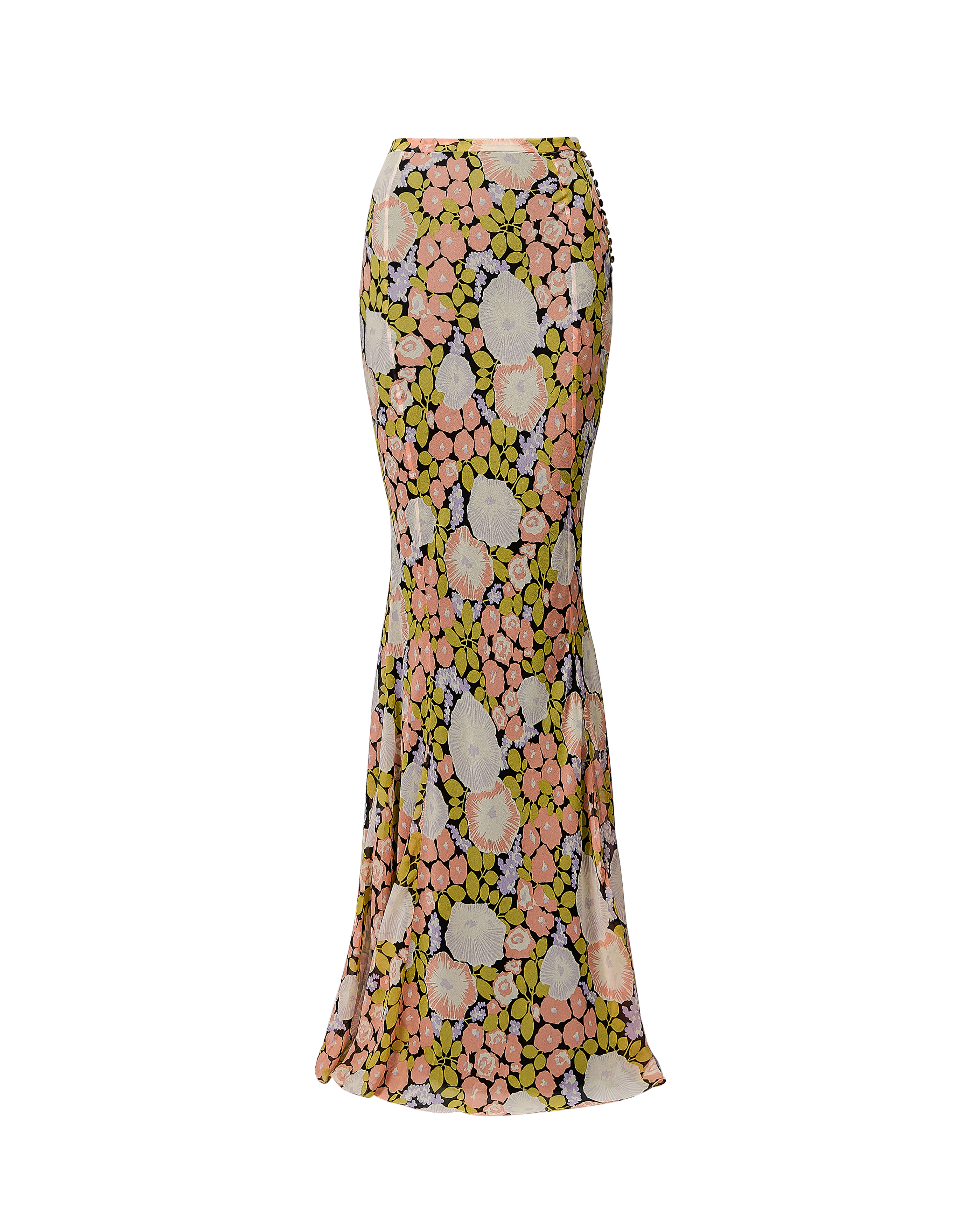 2000's Floral Pattern Chiffon Maxi Skirt