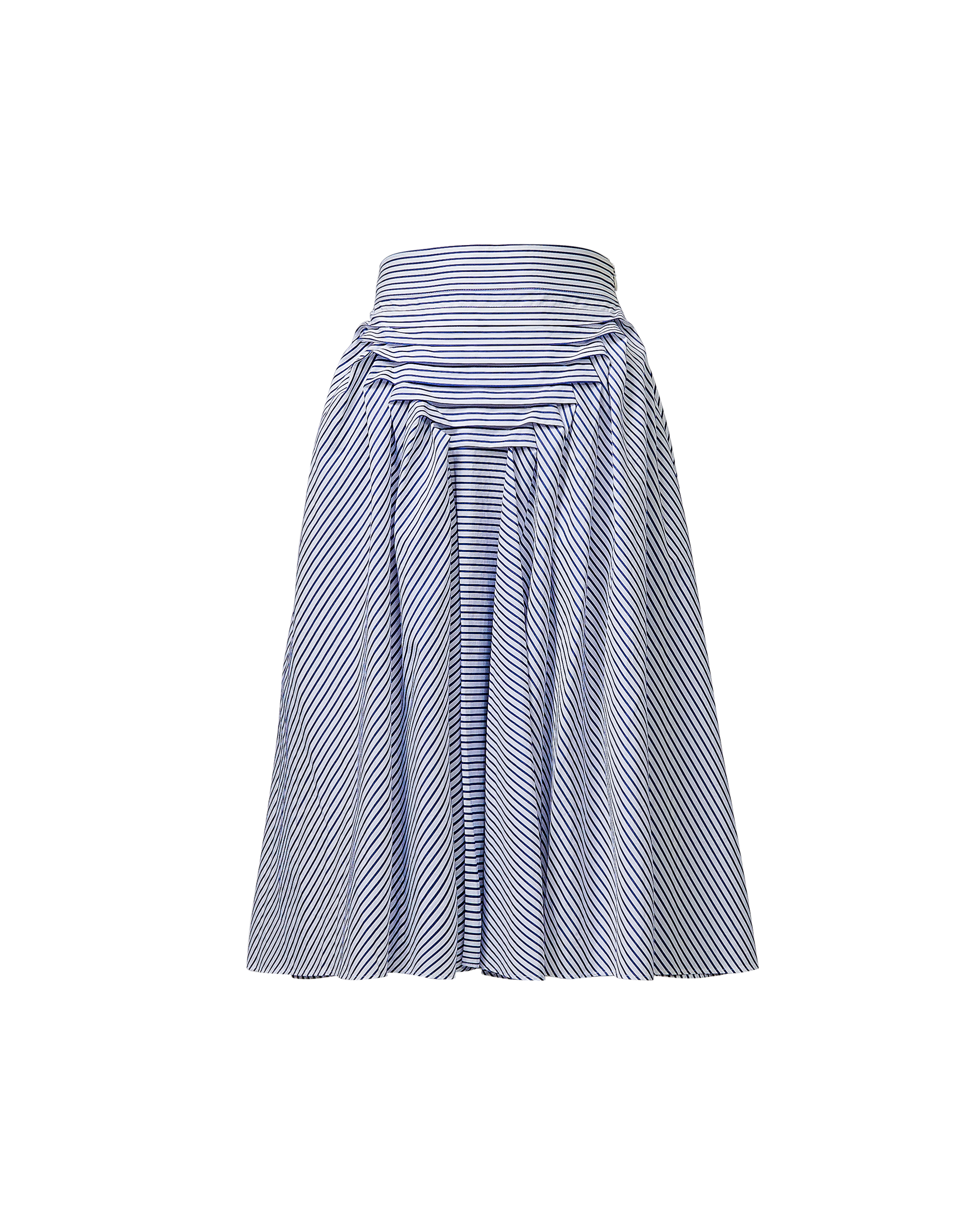 1990's Blue and White Pinstriped Cotton Pleated Skirt