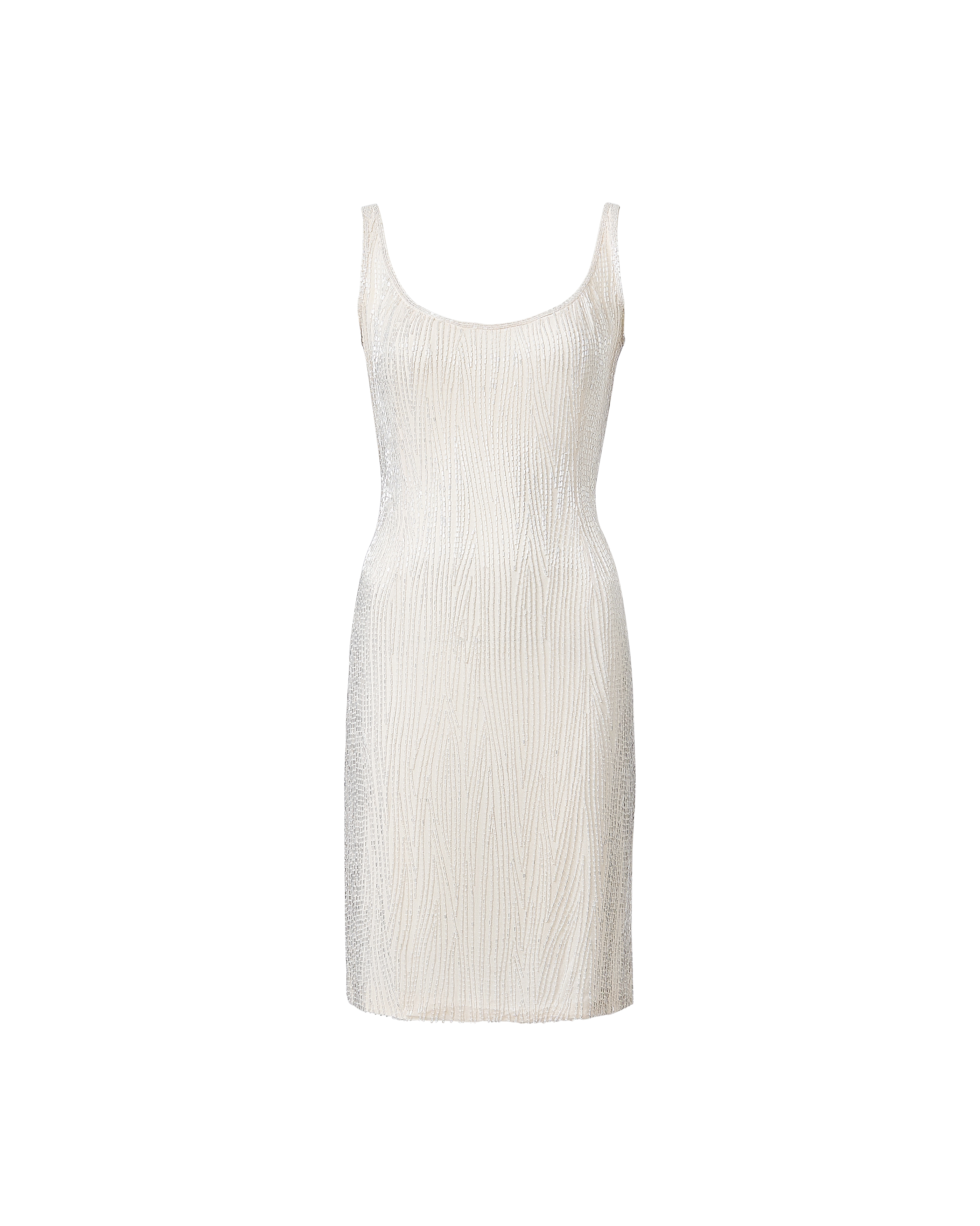 1990's Ivory/White Fully Embellished Sleeveless Dress