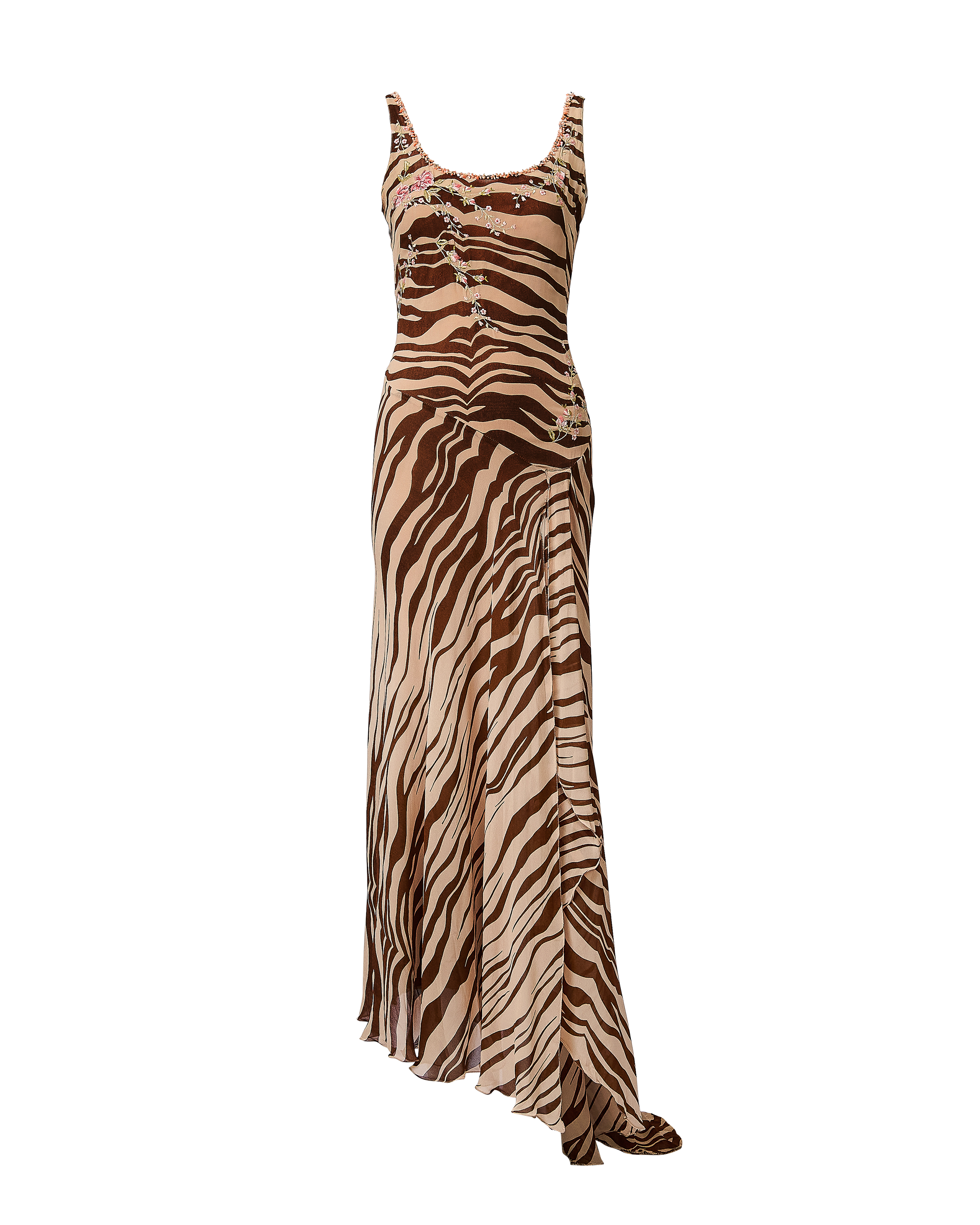 S/S 2000 Brown Zebra Print Jersey Gown