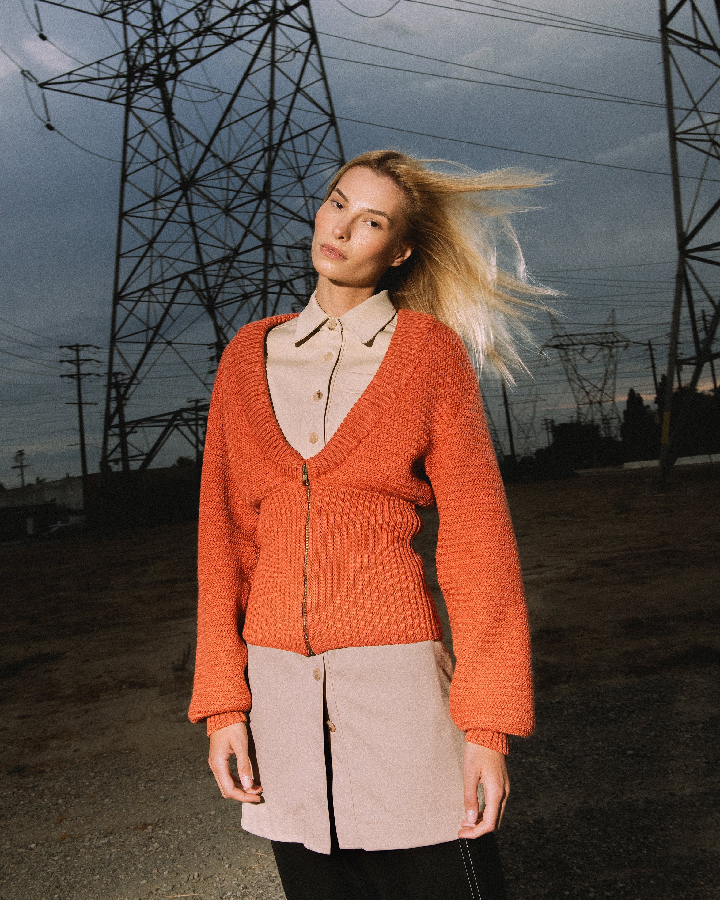 A/W 1986 Rust Orange Ribbed Cardigan