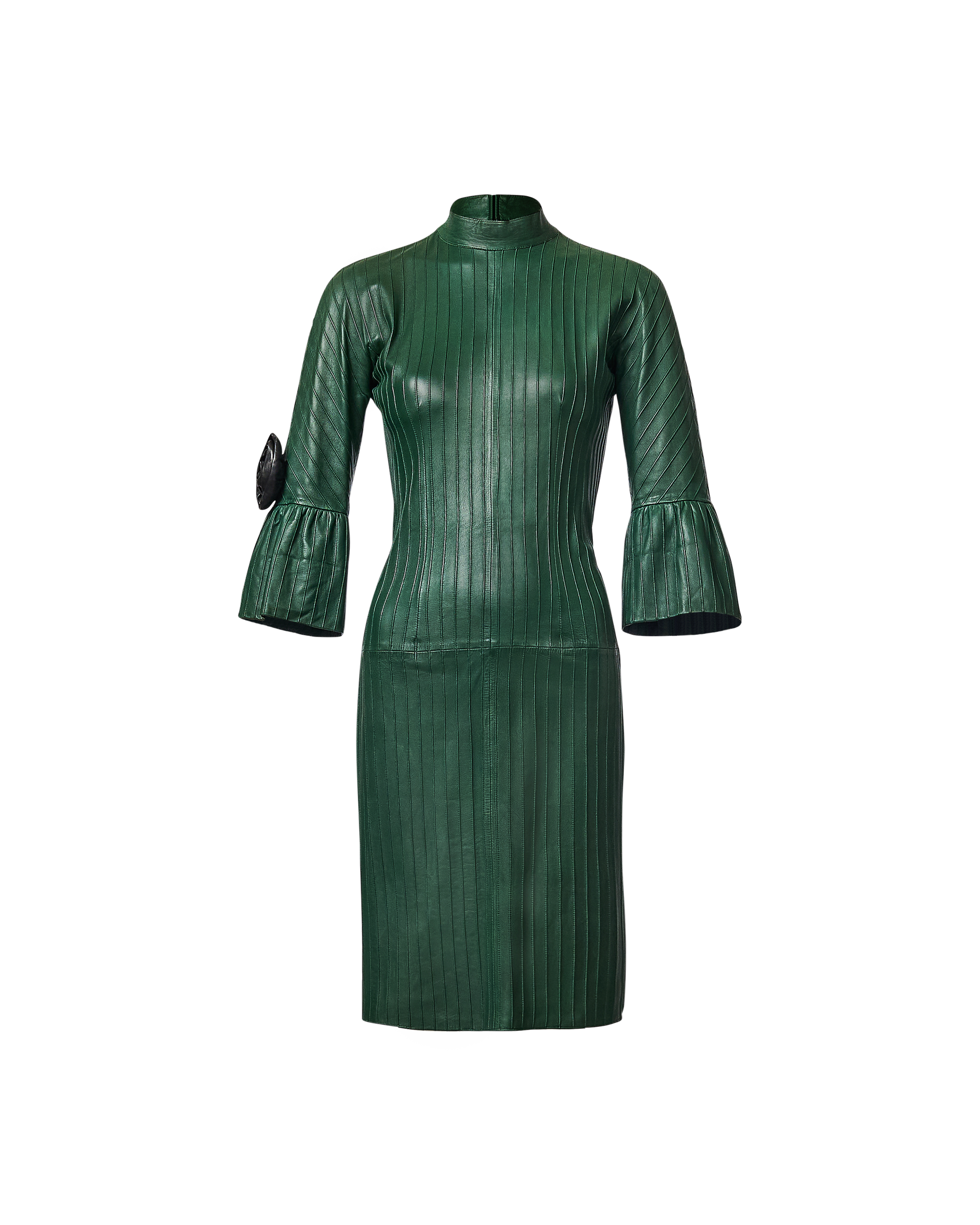 A/W 1999 Deep Green Leather Above-Knee Dress