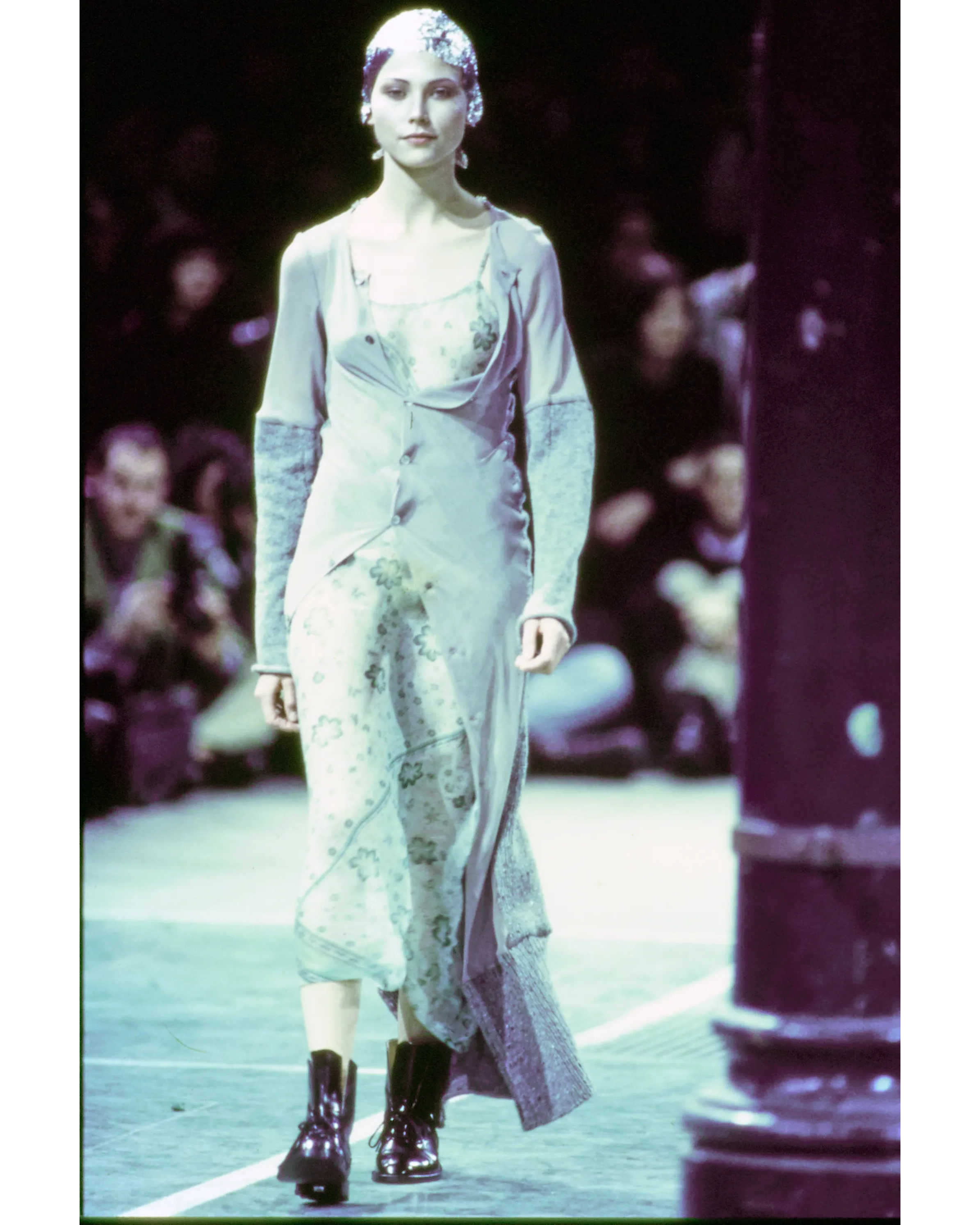 A/W 1993 Sea-Foam Green Floral Print Slip Dress
