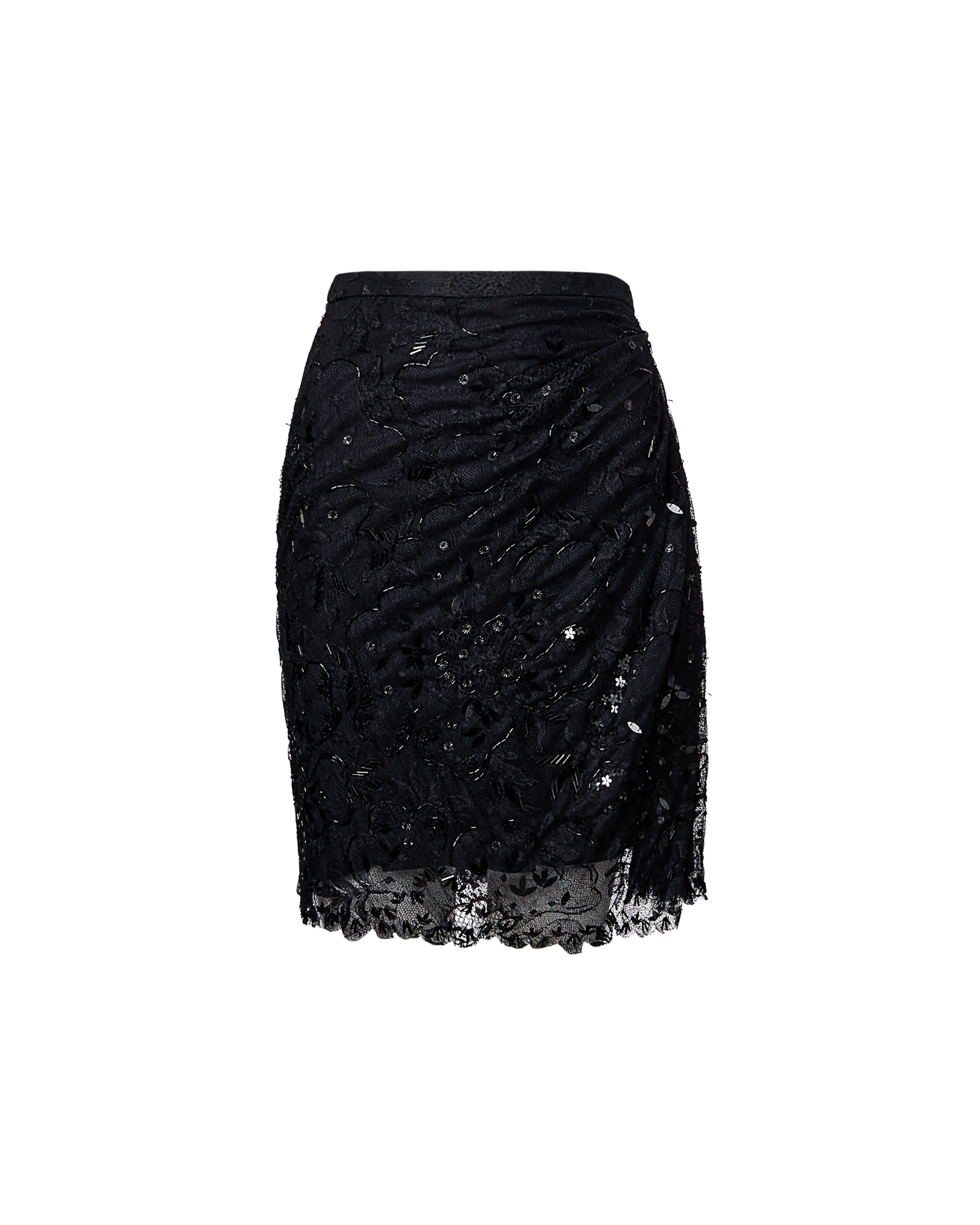 S/S 2010 Black Embellished Drape Mini Skirt