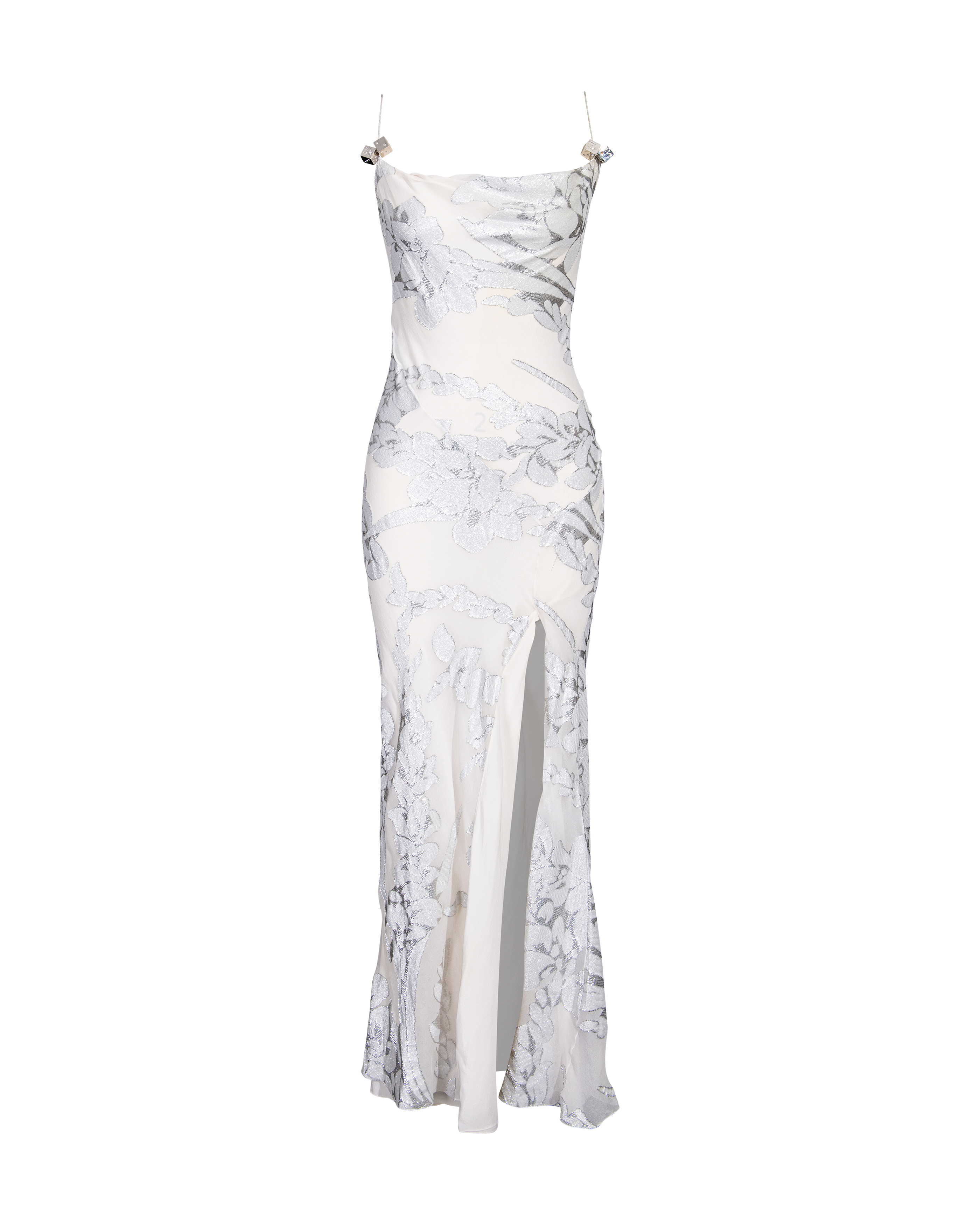 A/W 2004 Ivory and Silver Lamé Bias Cut Gown