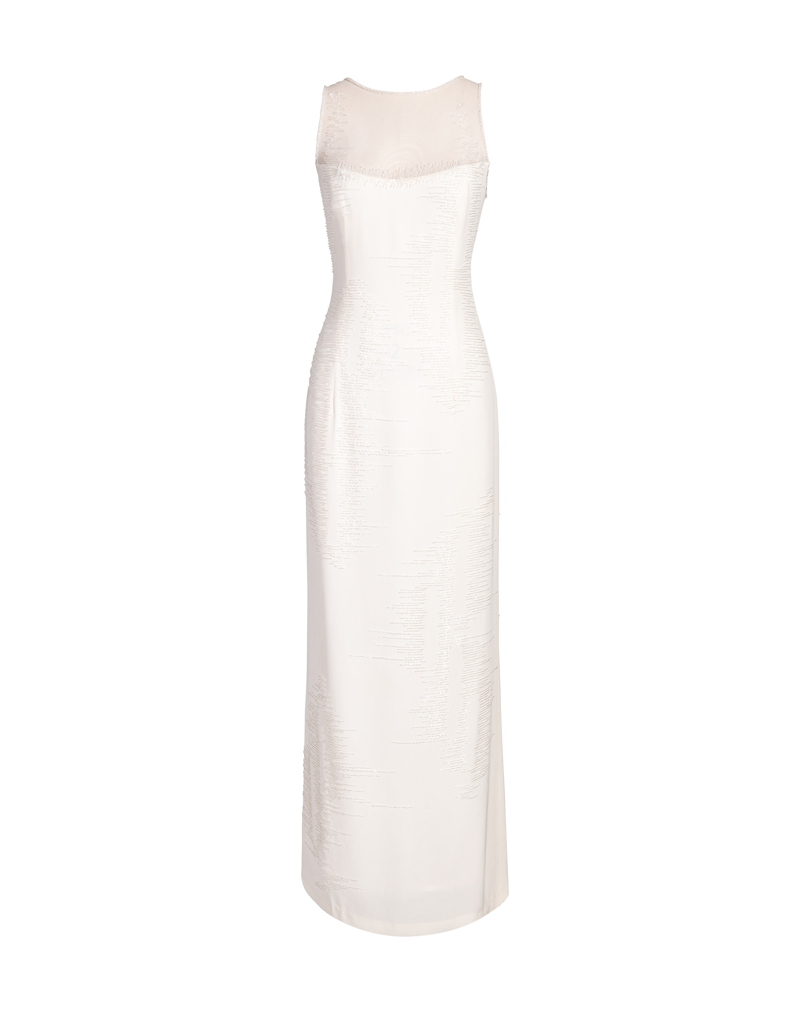 1980's Ivory Embellished Sleeveless Gown