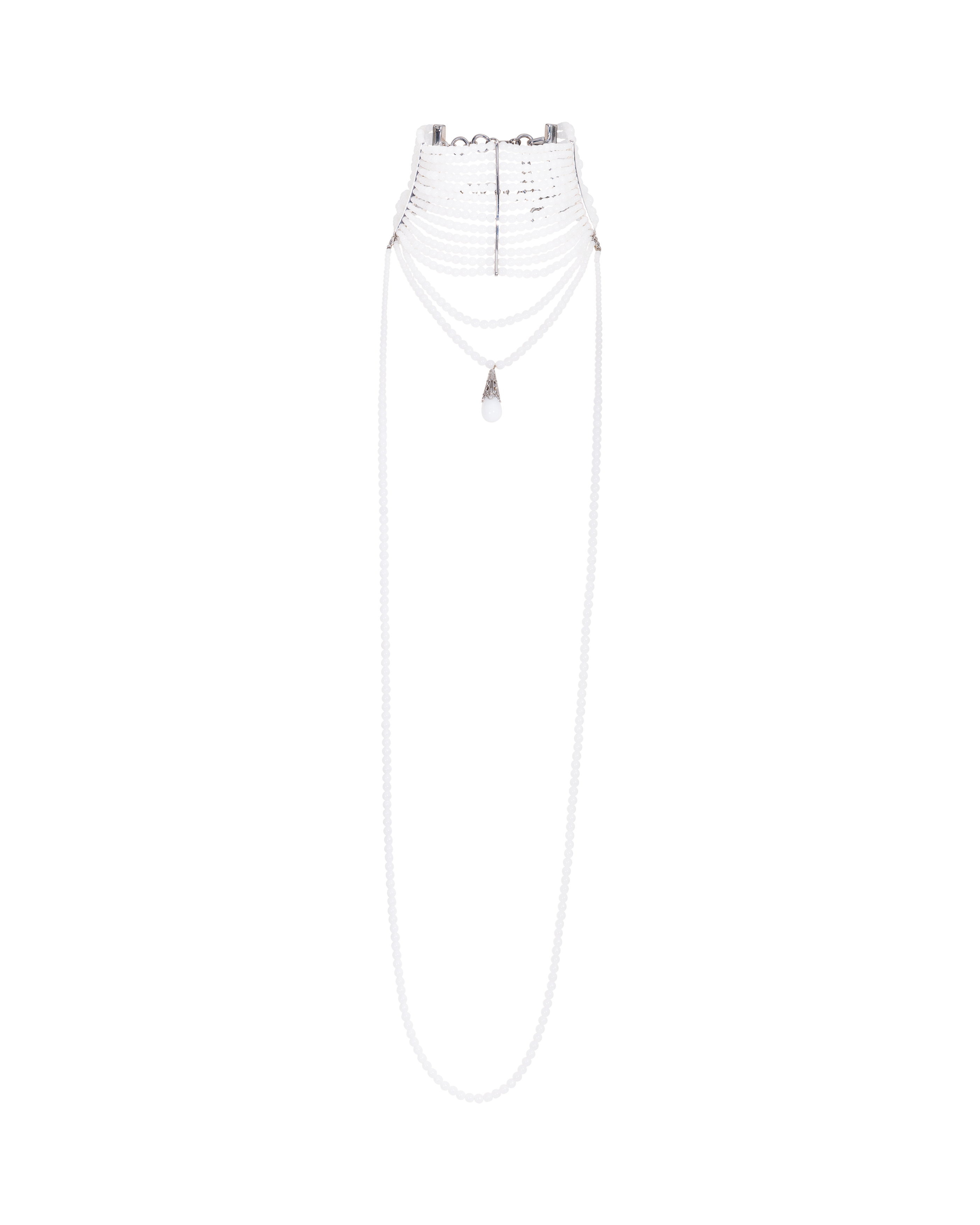 A/W 1998 White Beaded 13-Strand Choker Necklace