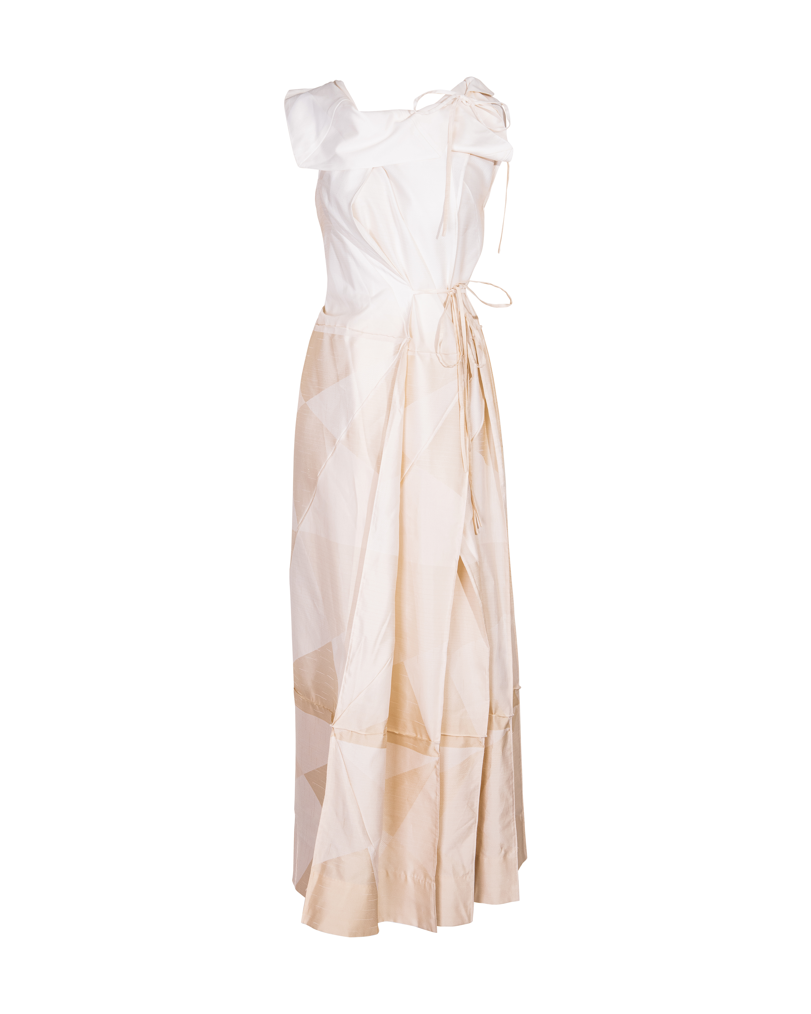 A/W 2008 White and Cream Geometric Sleeveless Gown