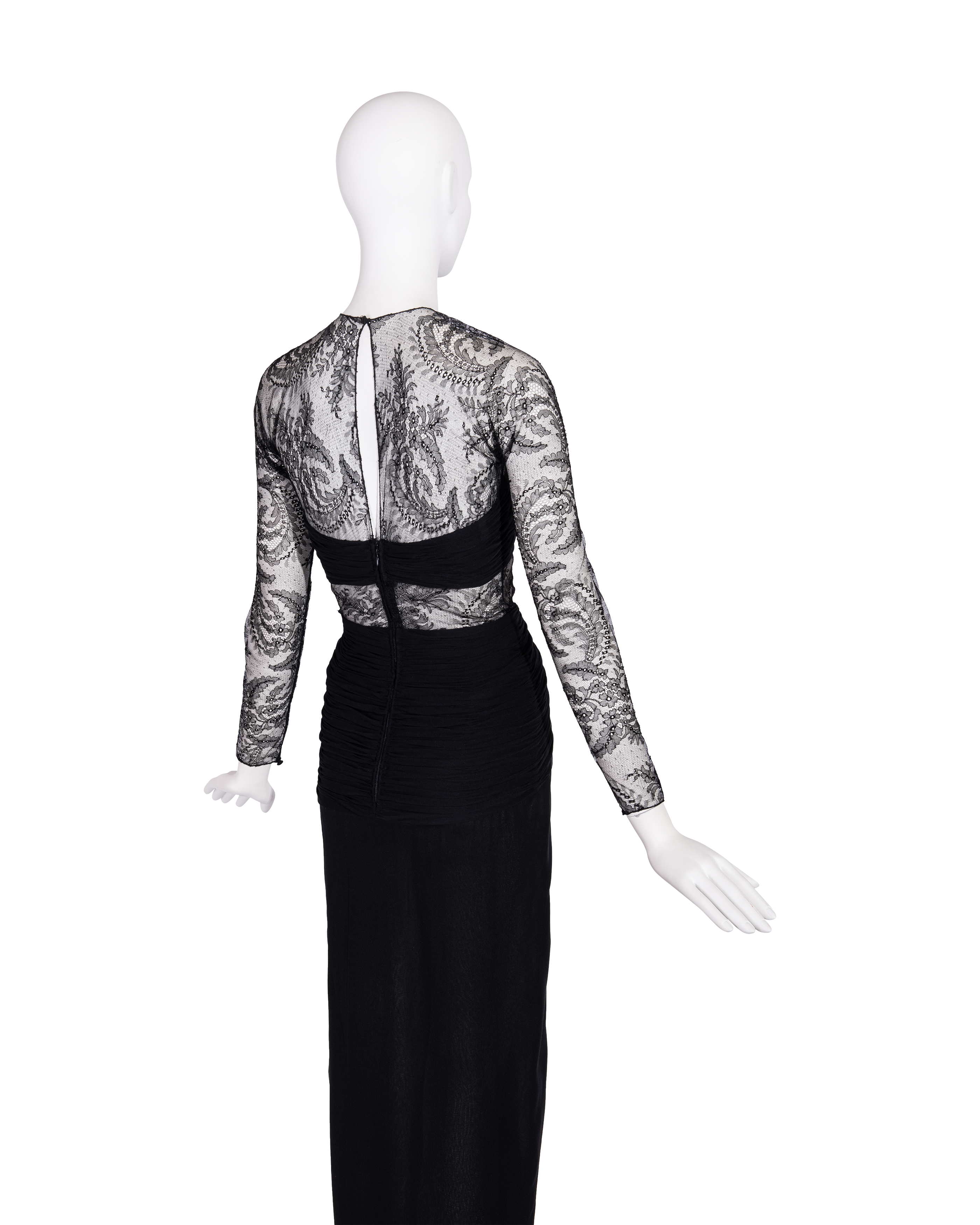 S/S 1993 Black Lace Long Sleeve Gown S/S 1993 Black Lace Long Sleeve Gown