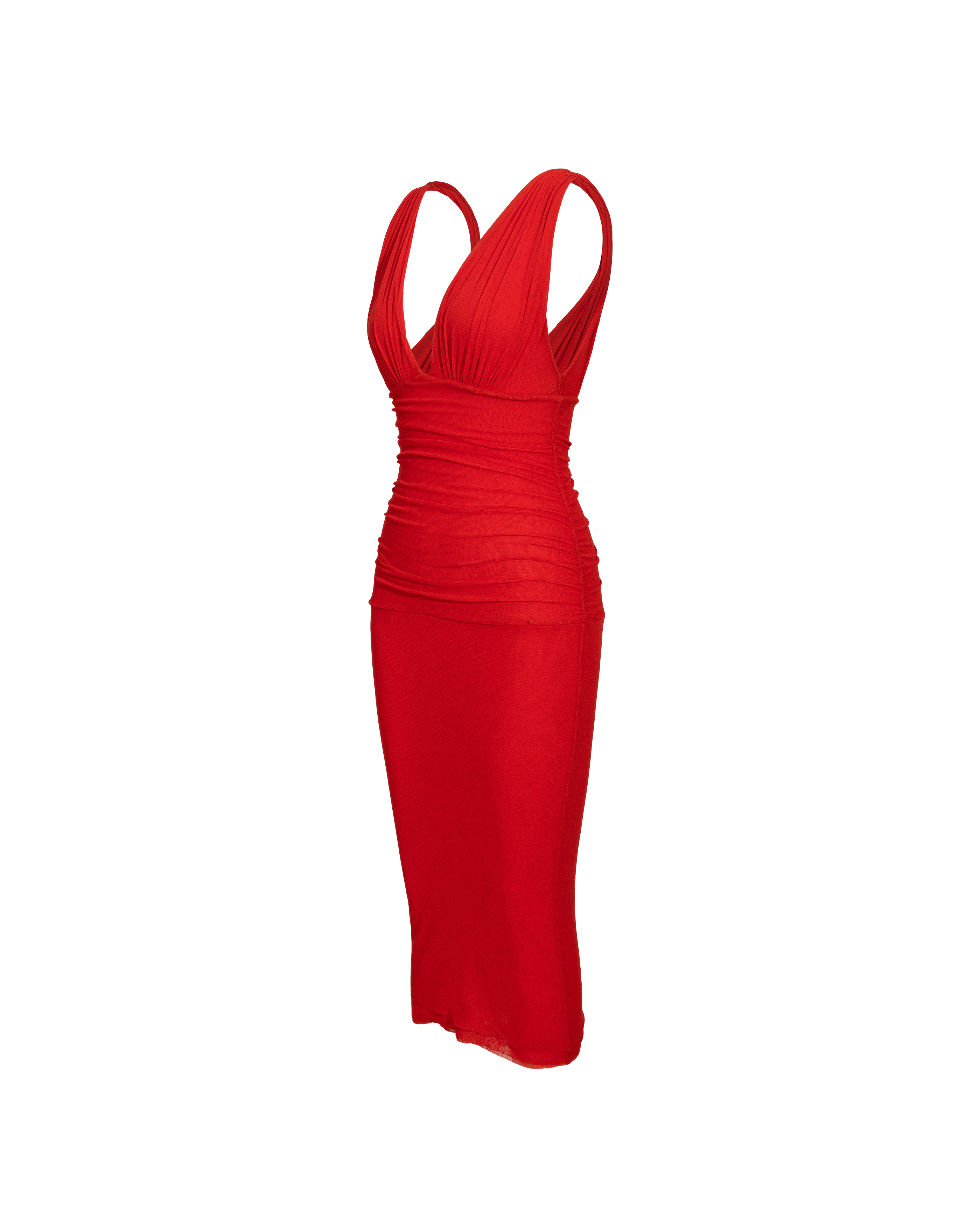 2000's 'Soleil' Red Below-Knee Sleeveless Dress