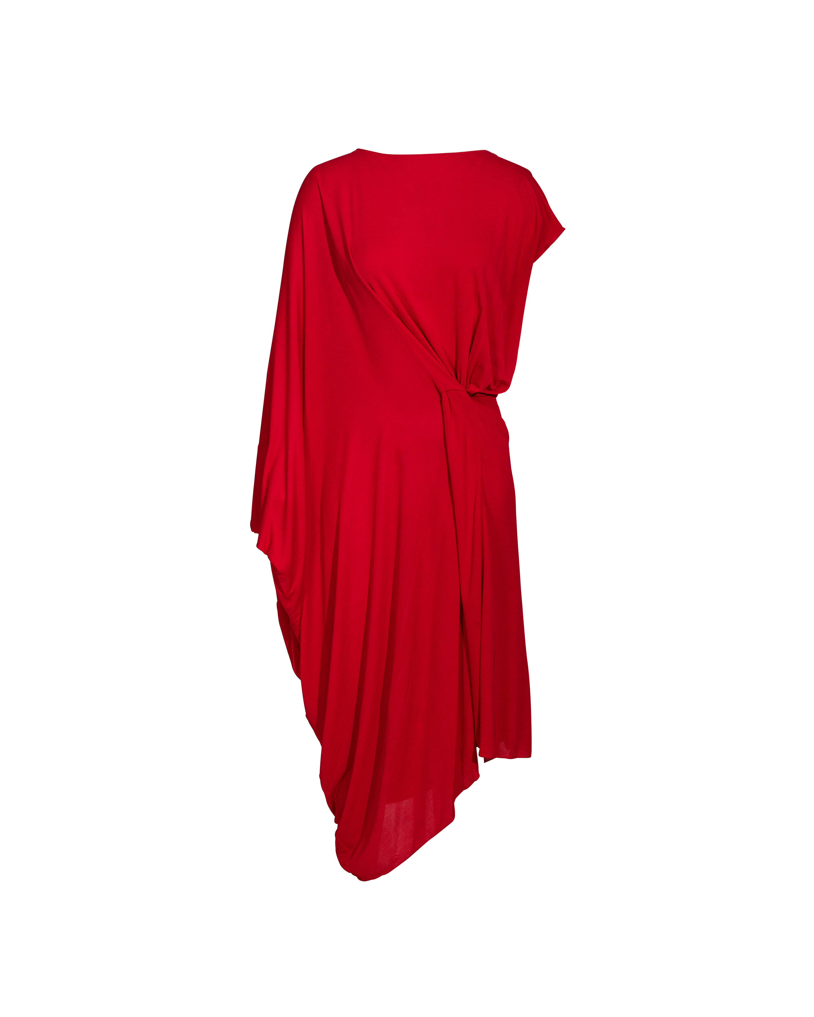 S/S 2009 Red Jersey Asymmetrical Drape Dress
