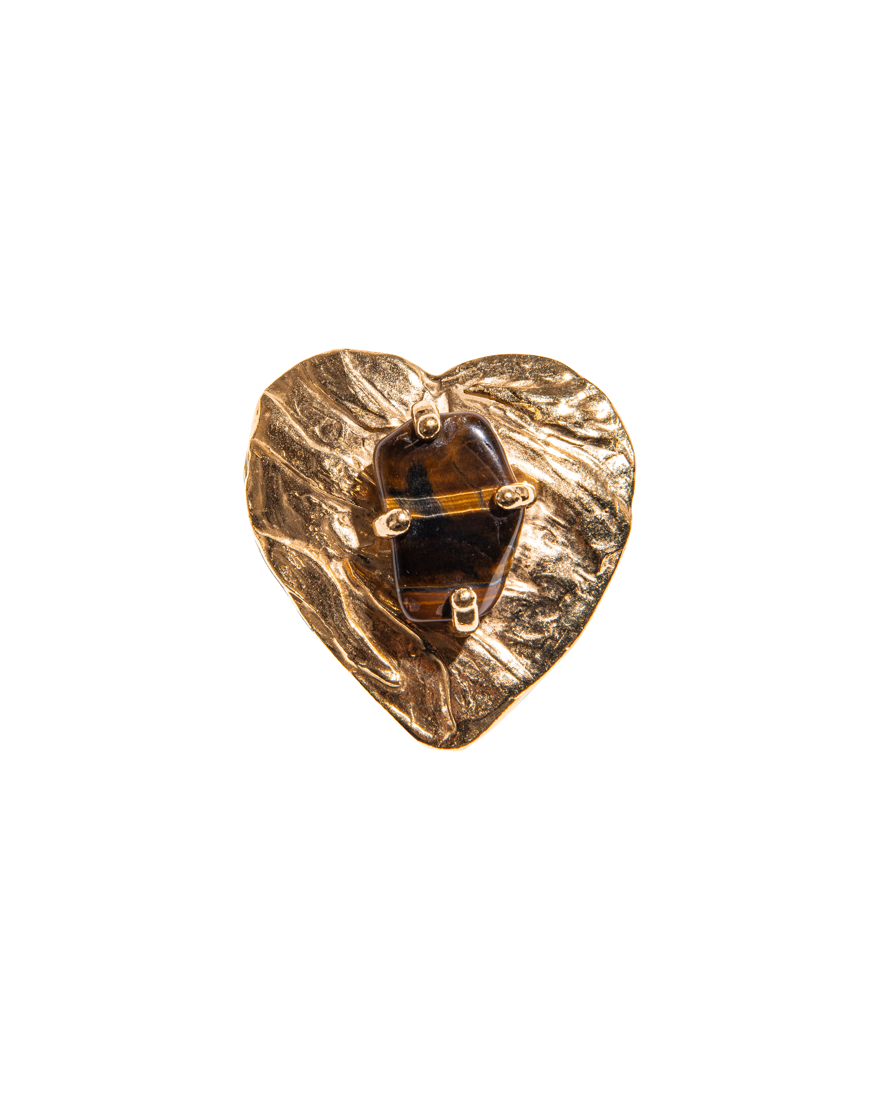 1990's Robert Goossens Hammered Gold Heart Brooch