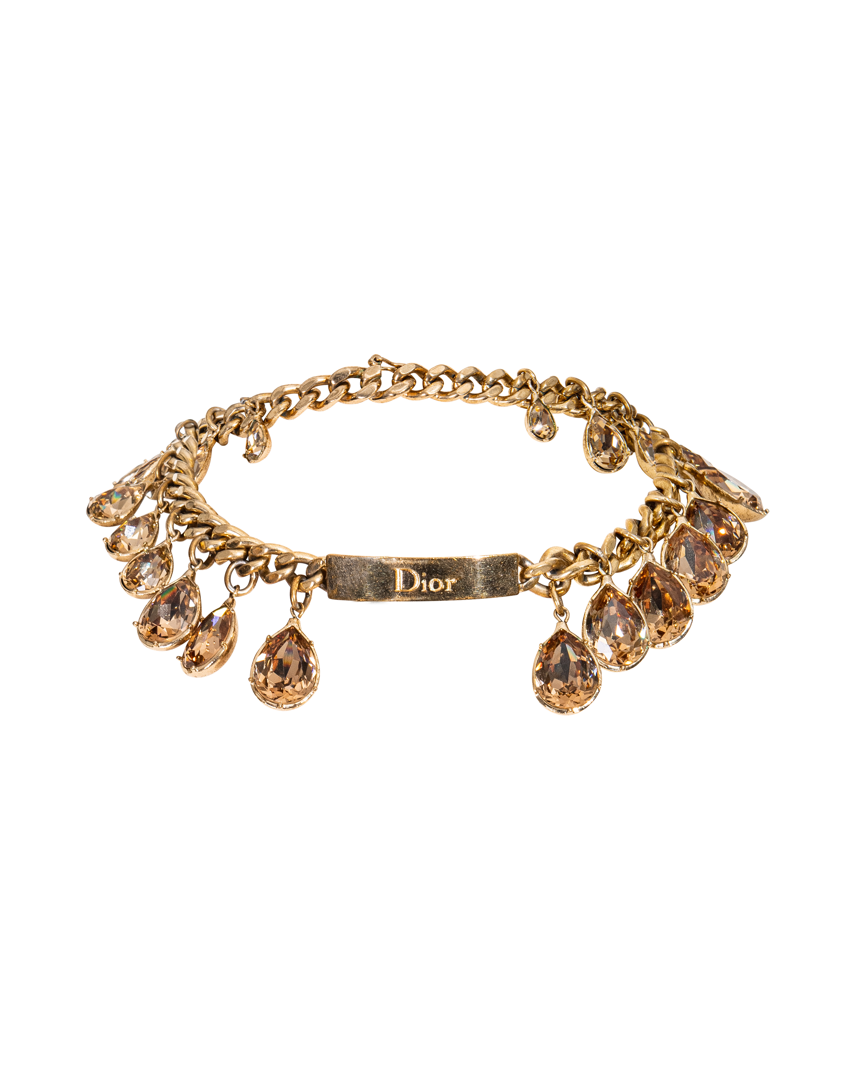A/W 2004 Gold Crystal Embellished ID Choker Necklace