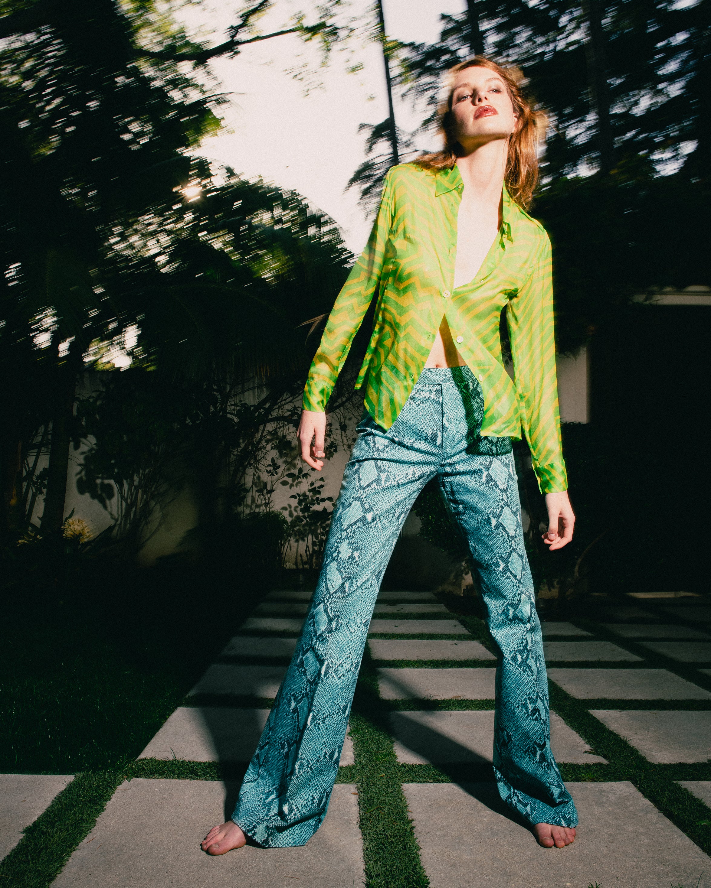 S/S 2000 Turquoise Snakeskin Trousers