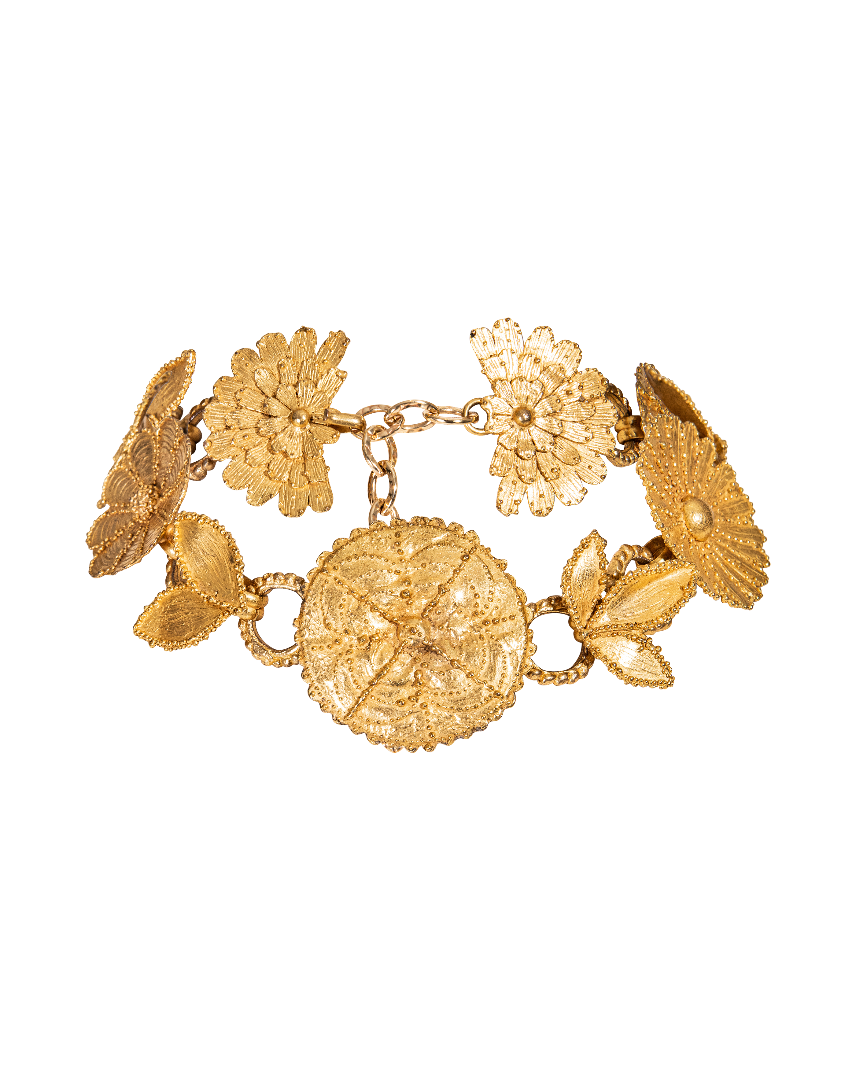 1980's Rive Gauche Gold Flower Choker Necklace
