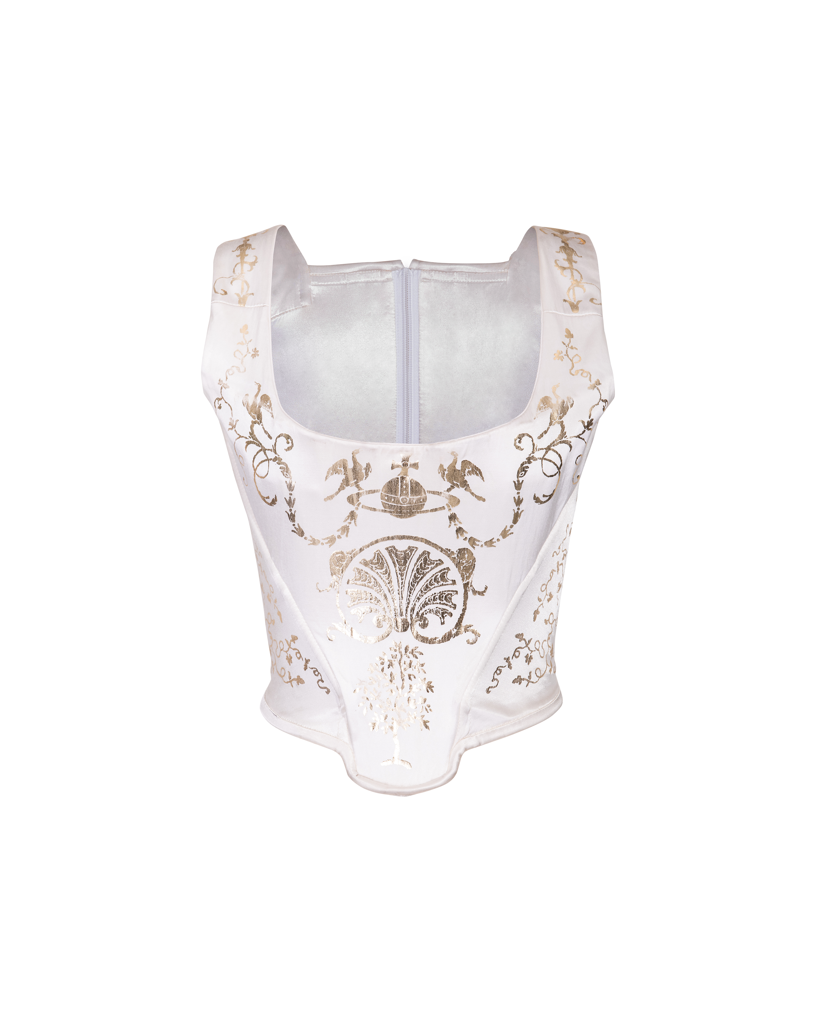 A/W 1991 White and Gold Boulle Print Corset