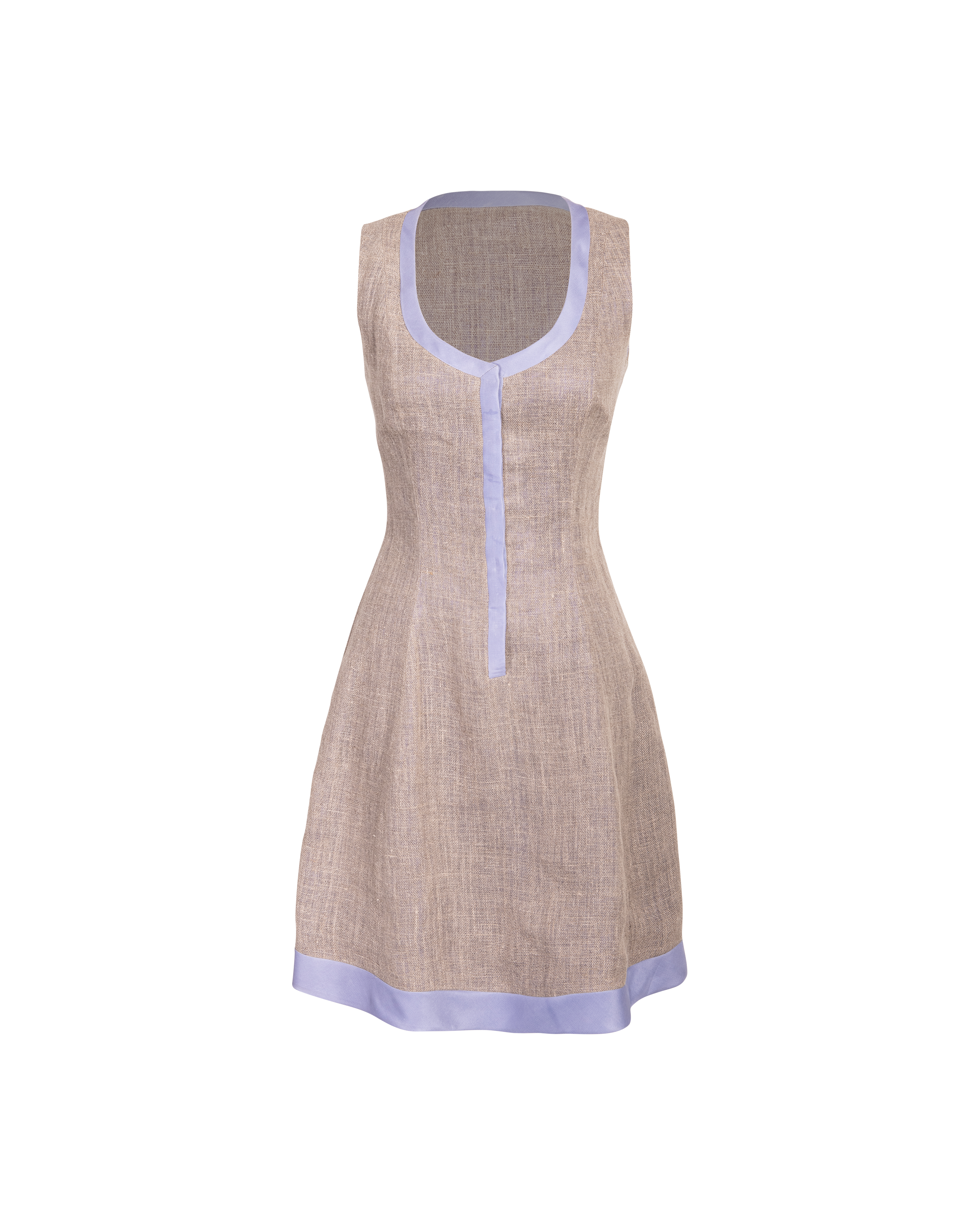 2000's Canvas Dress with Purple Silk Trim