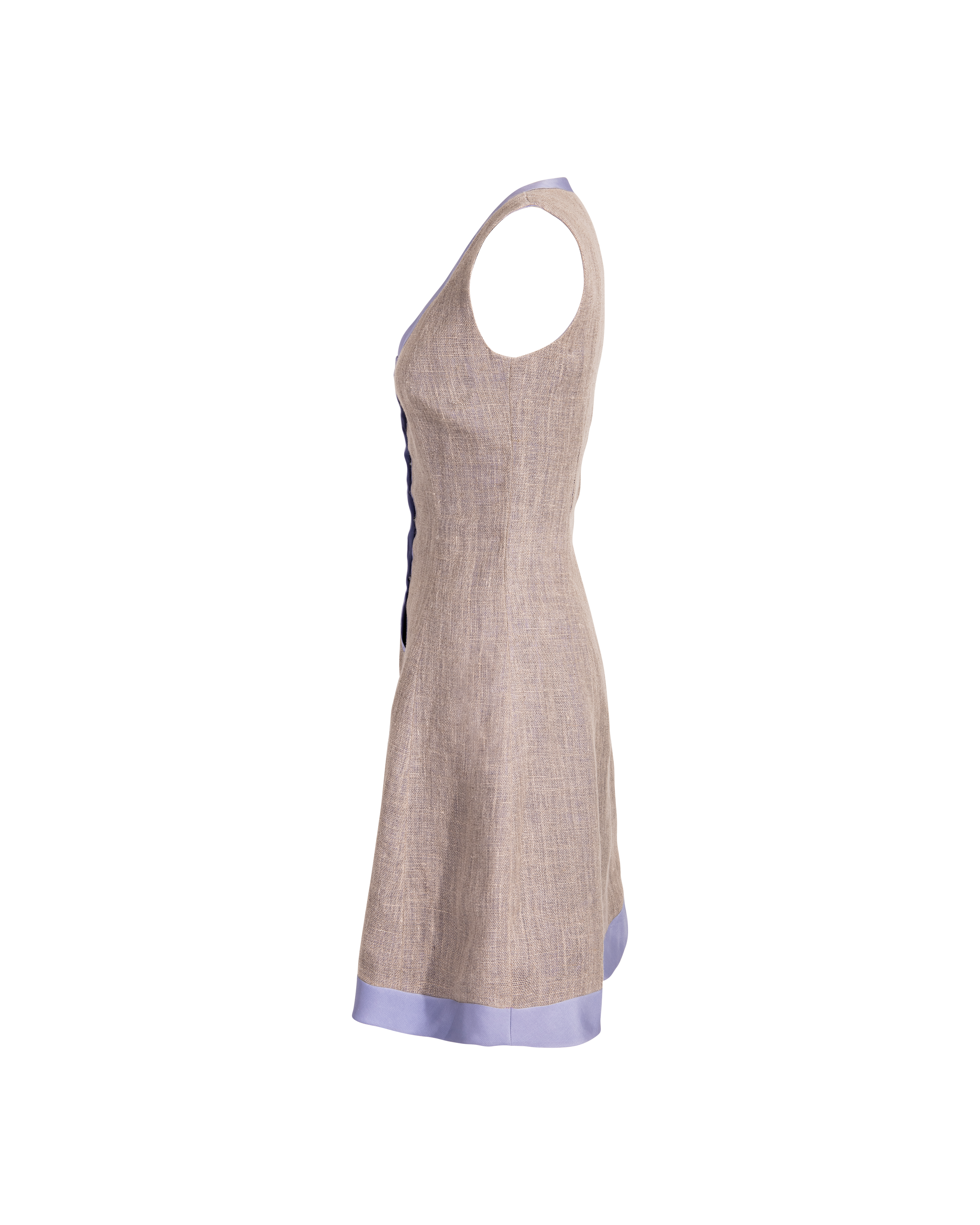 2000's Canvas Dress with Purple Silk Trim