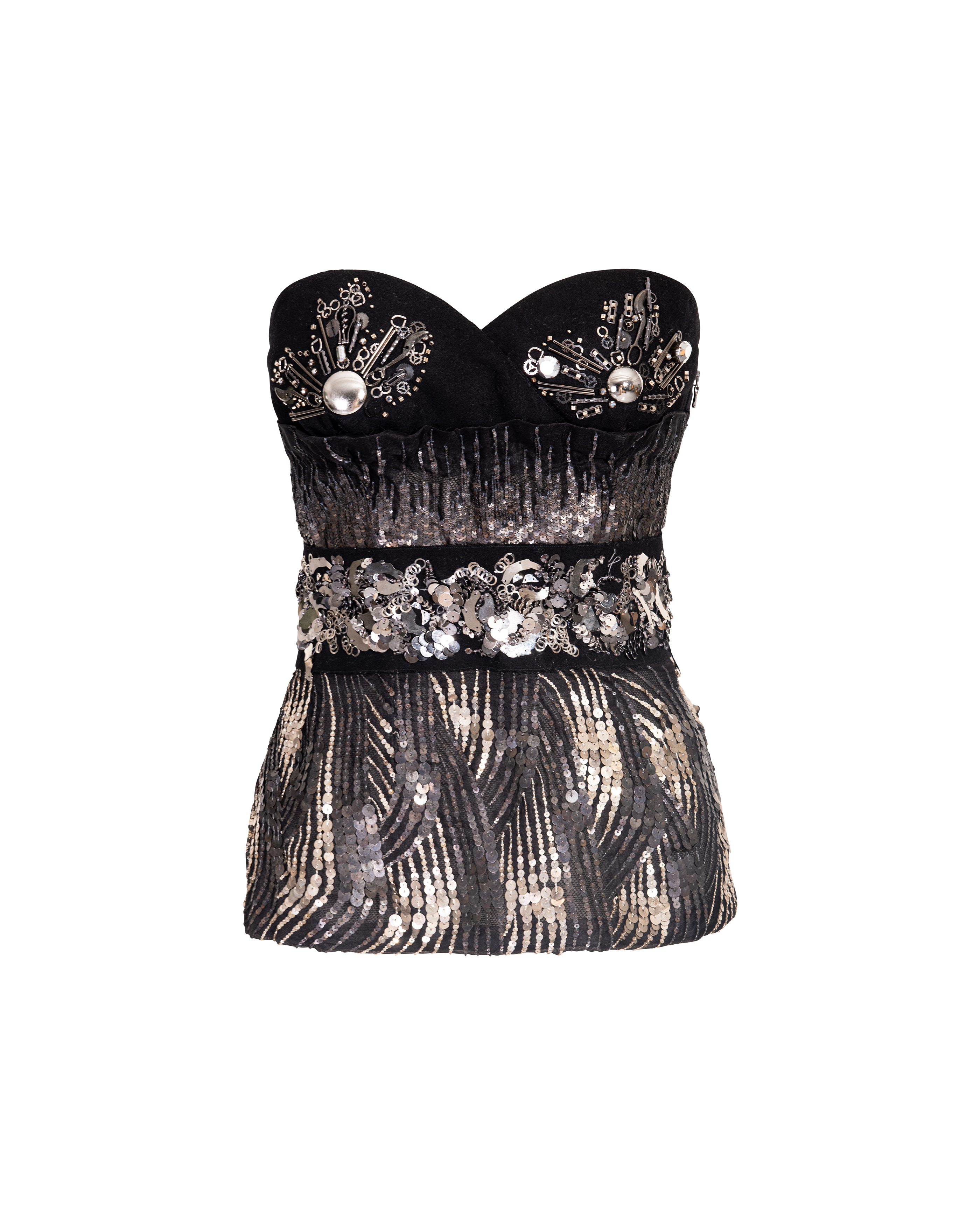 A/W 2006 Black Bustier with Silver Gear Embellishments