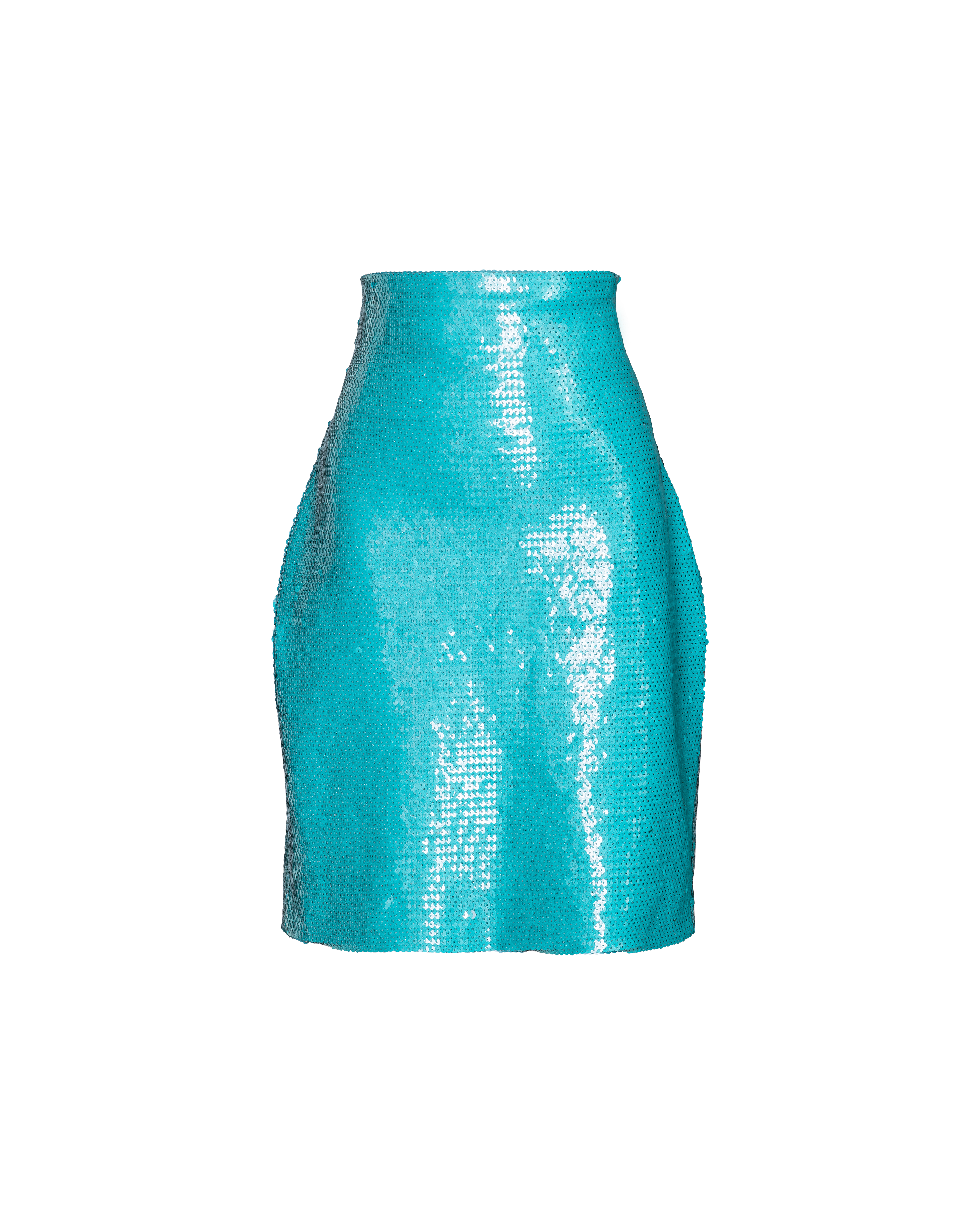 1980's Turquoise Sequin Bubble Skirt