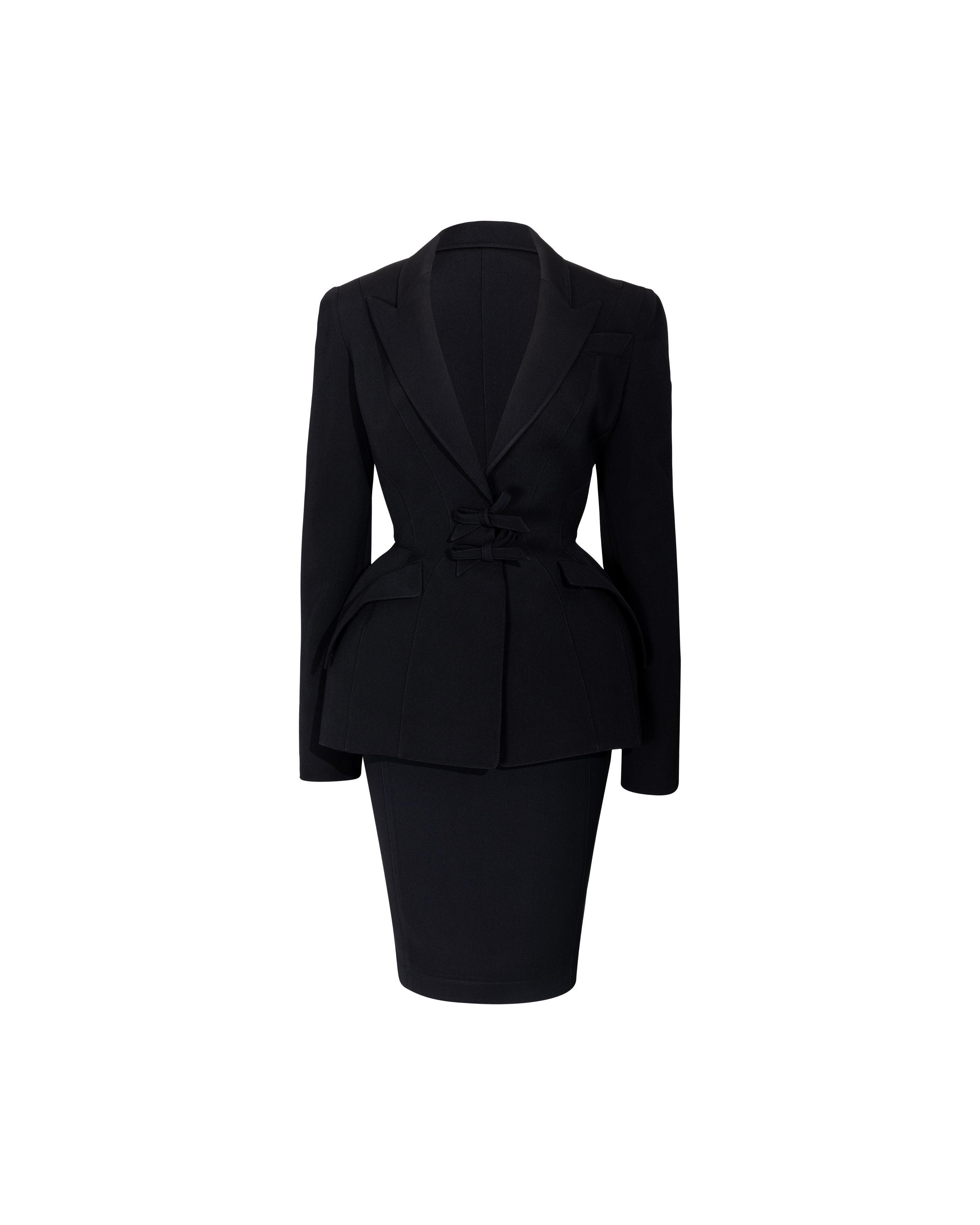 S/S 1992 Black Bow Blazer and Skirt Suit Set
