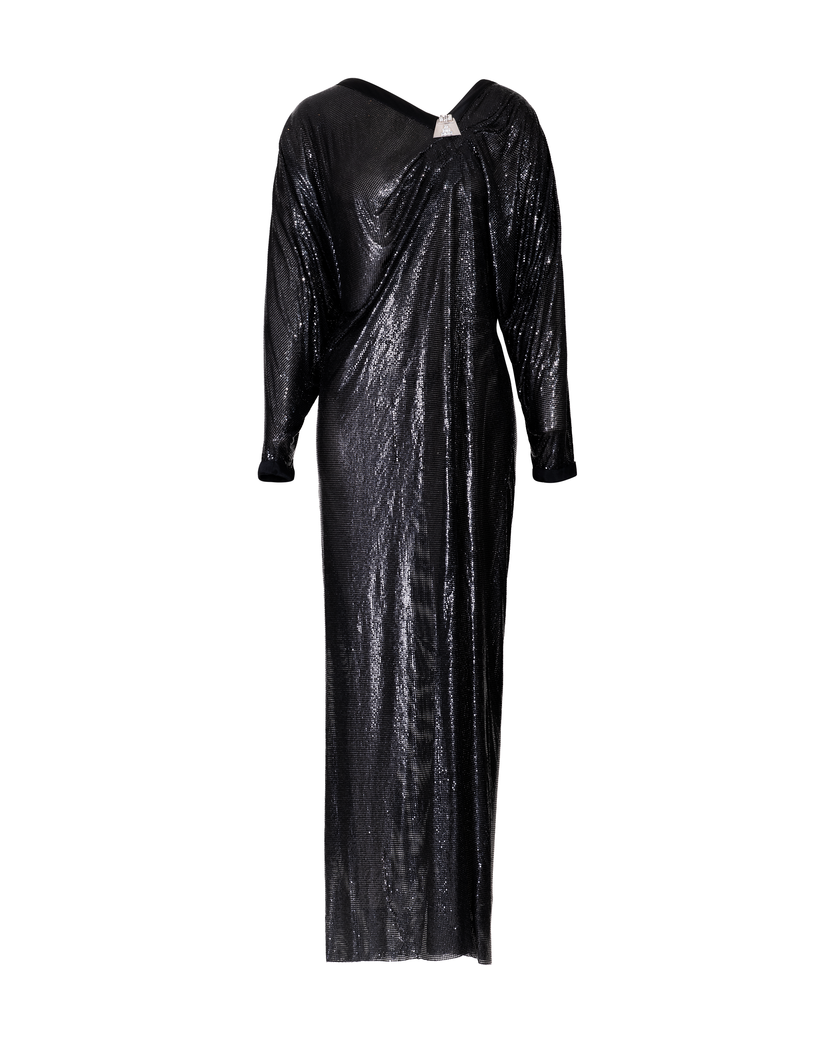 A/W 1985 Black Oroton Chainmail Long Sleeve Gown