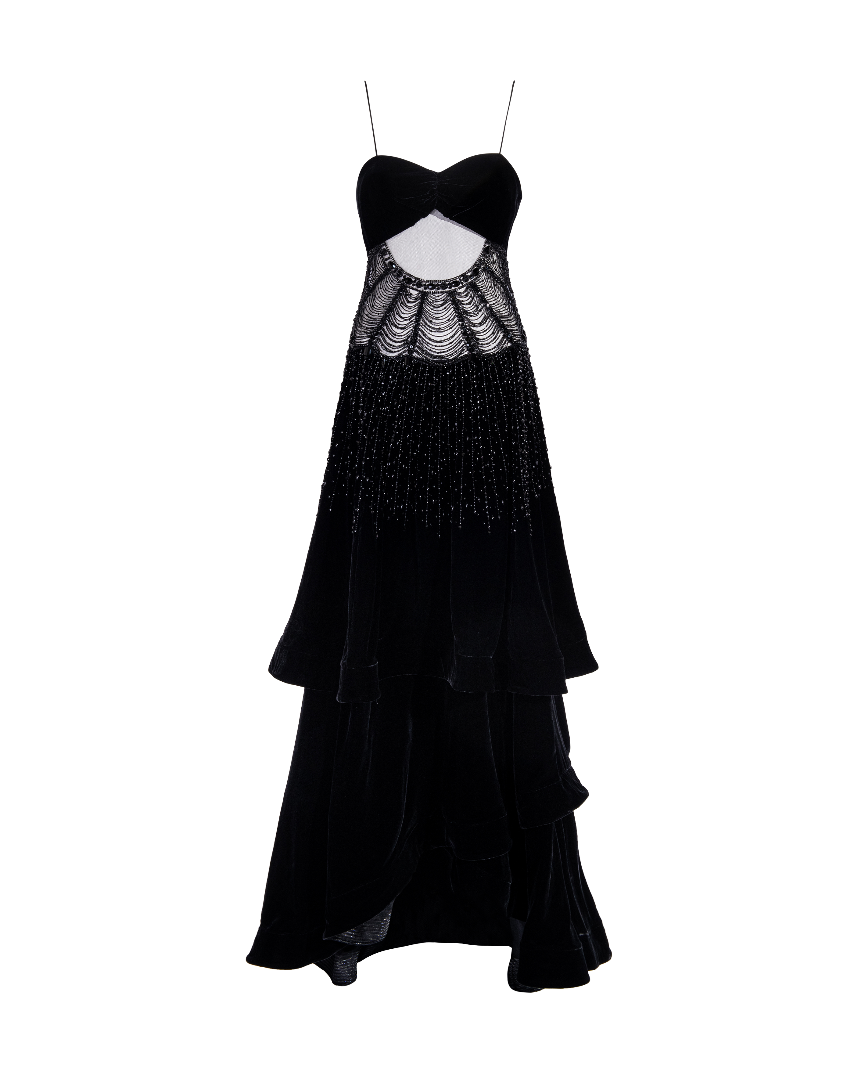 S/S 2008 Black Velvet Embellished Gown