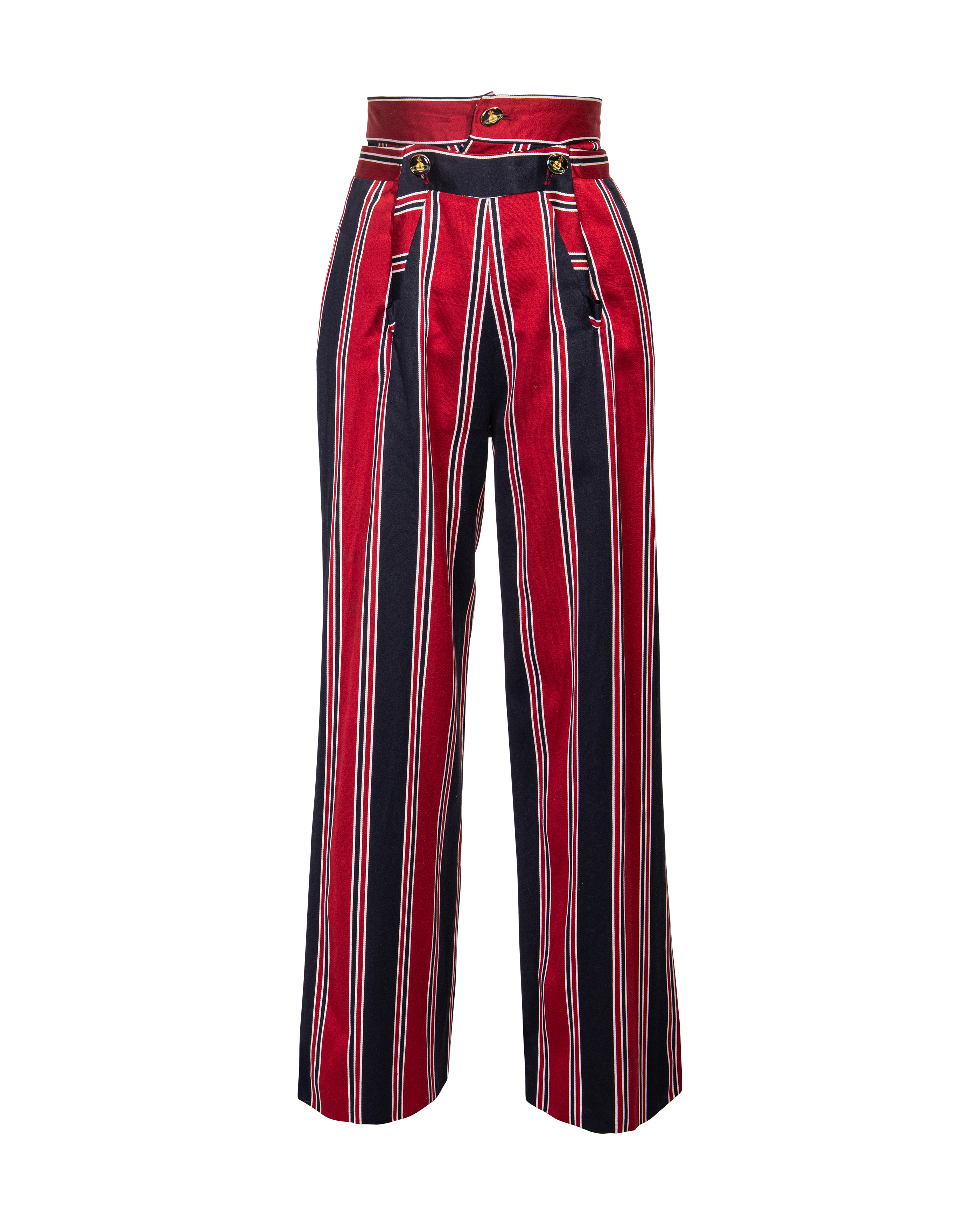 1980's Red and Navy Striped Trousers