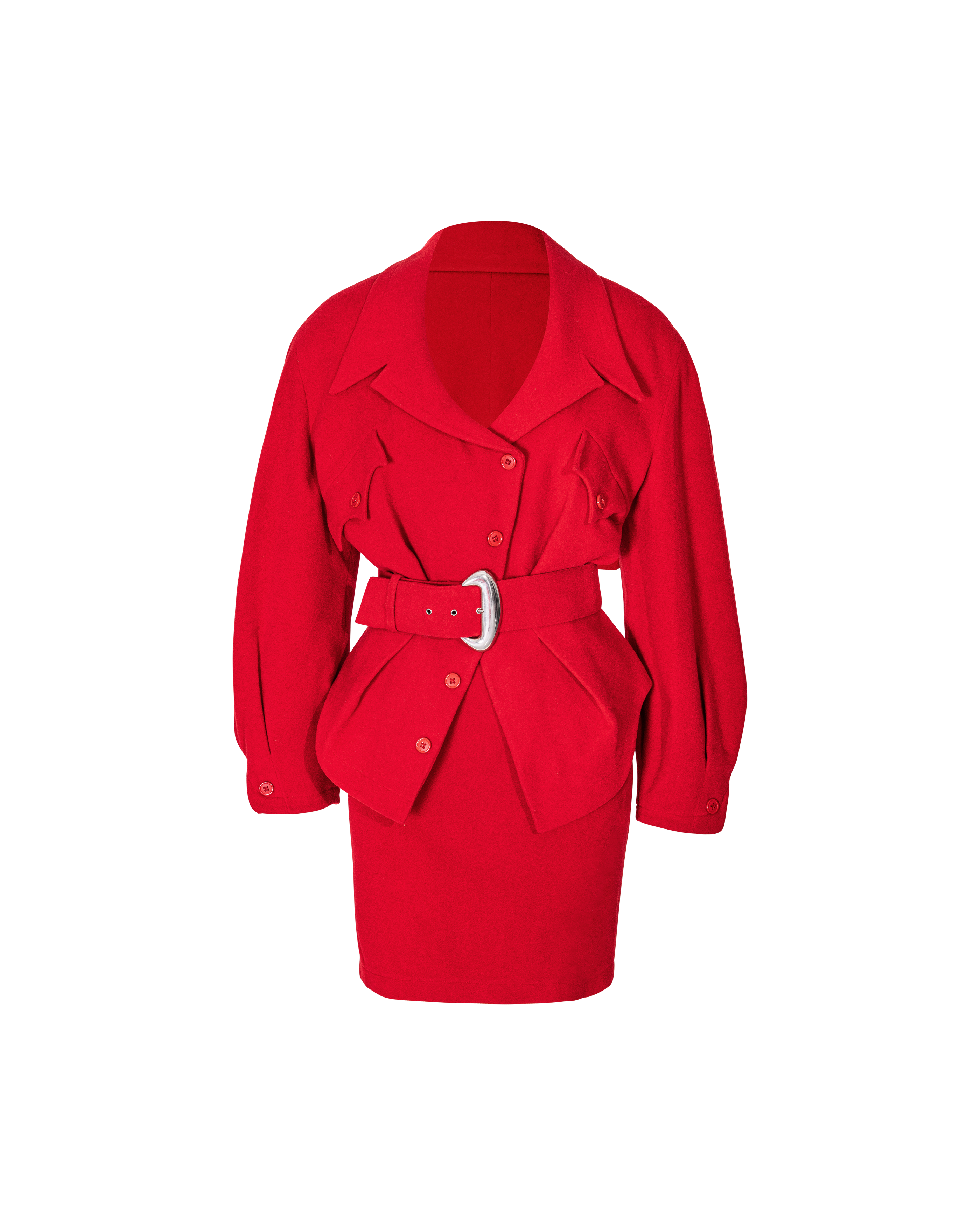 1990's Red Wool Skirt Set
