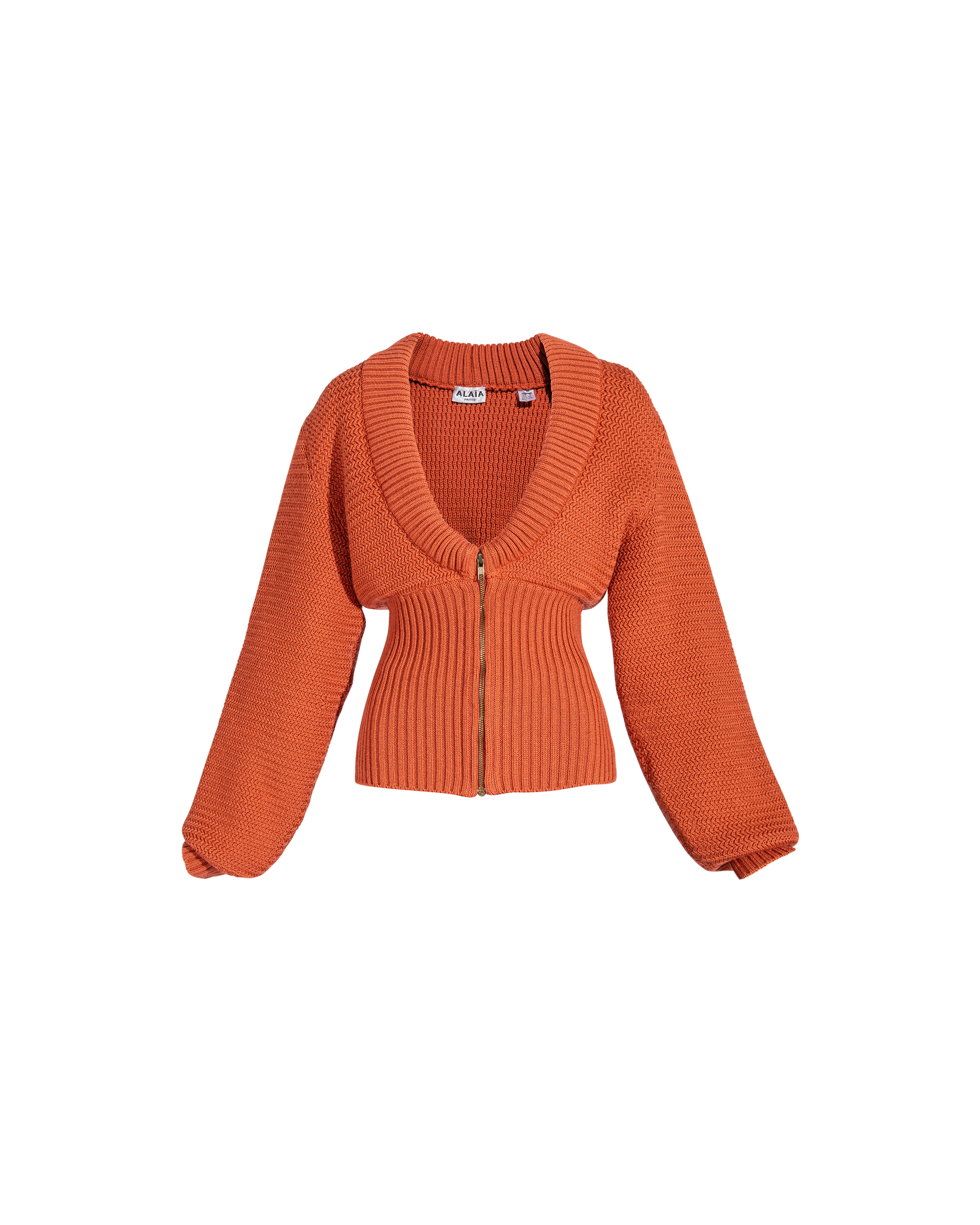 A/W 1986 Rust Orange Ribbed Cardigan