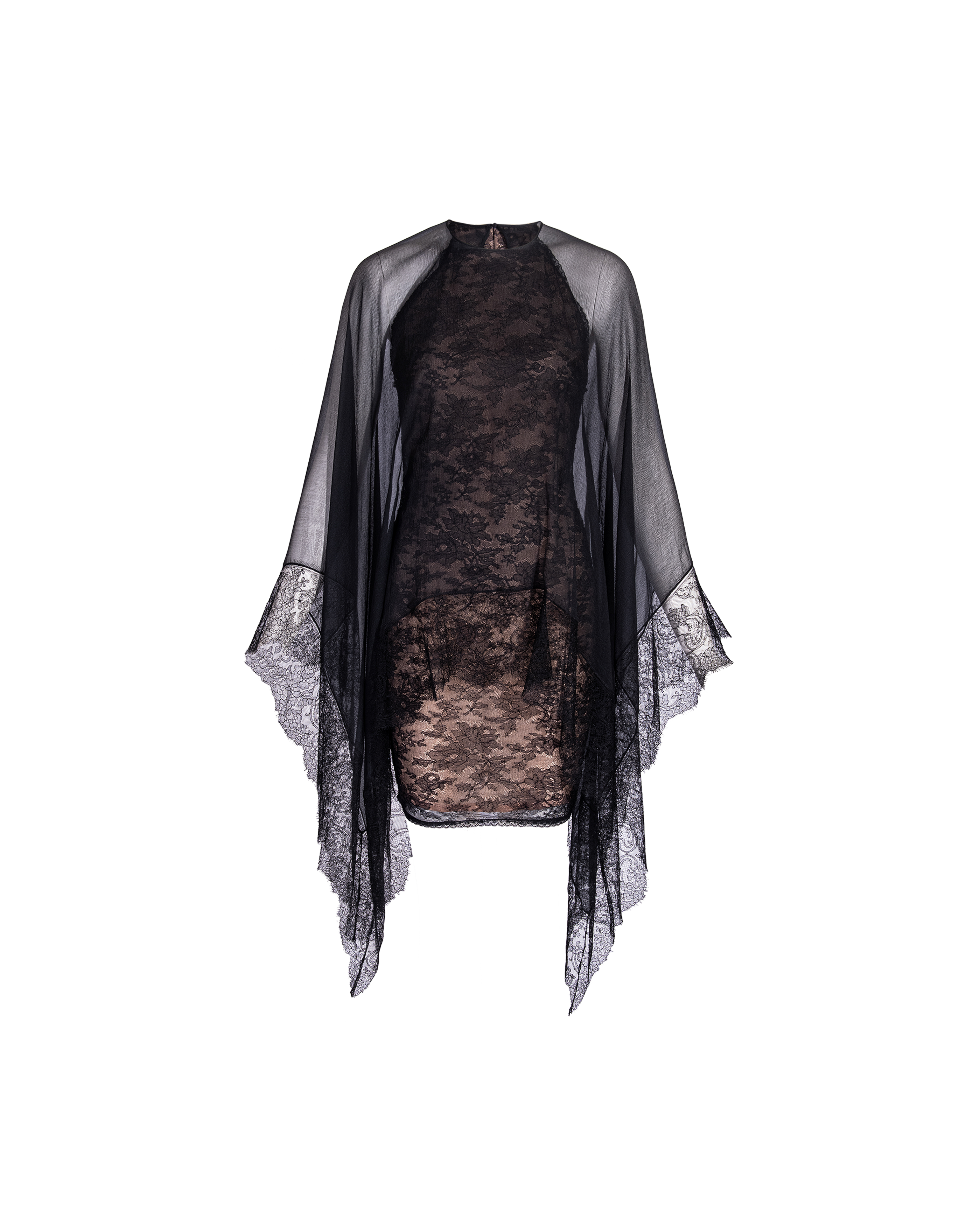 S/S 1989 Black Lace and Chiffon Mini Dress